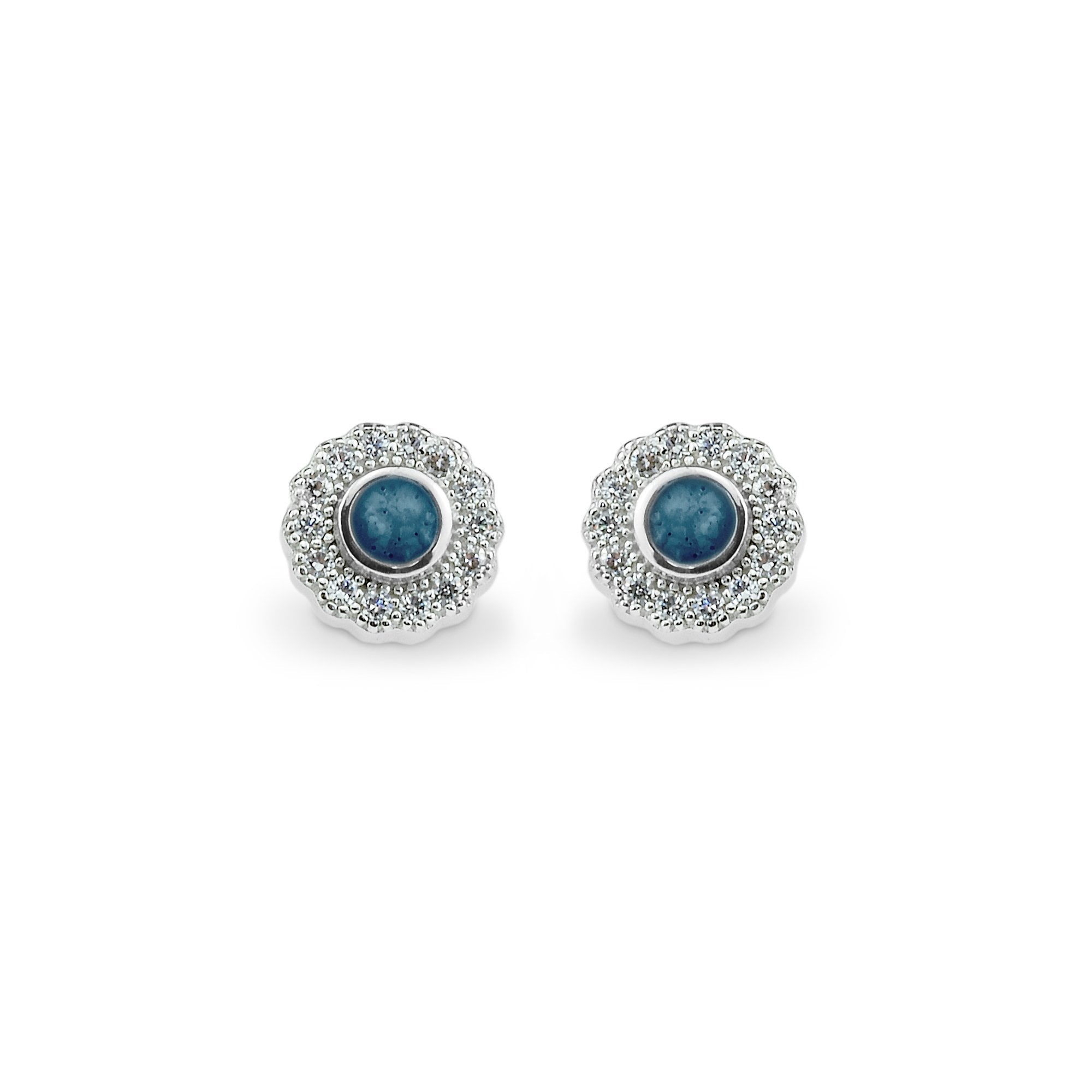 EverWith Ladies Petals Memorial Ashes Earrings with Fine Crystals Blue