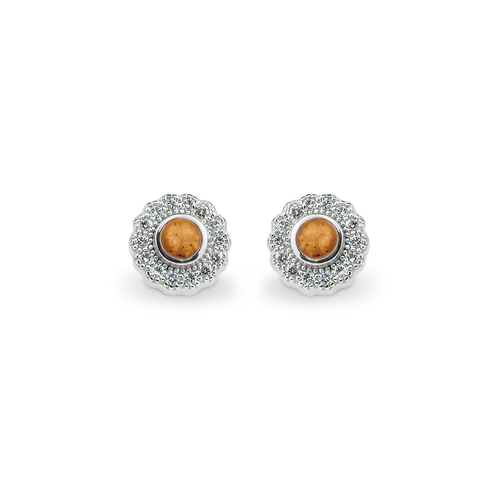 EverWith Ladies Petals Memorial Ashes Earrings with Fine Crystals Orange