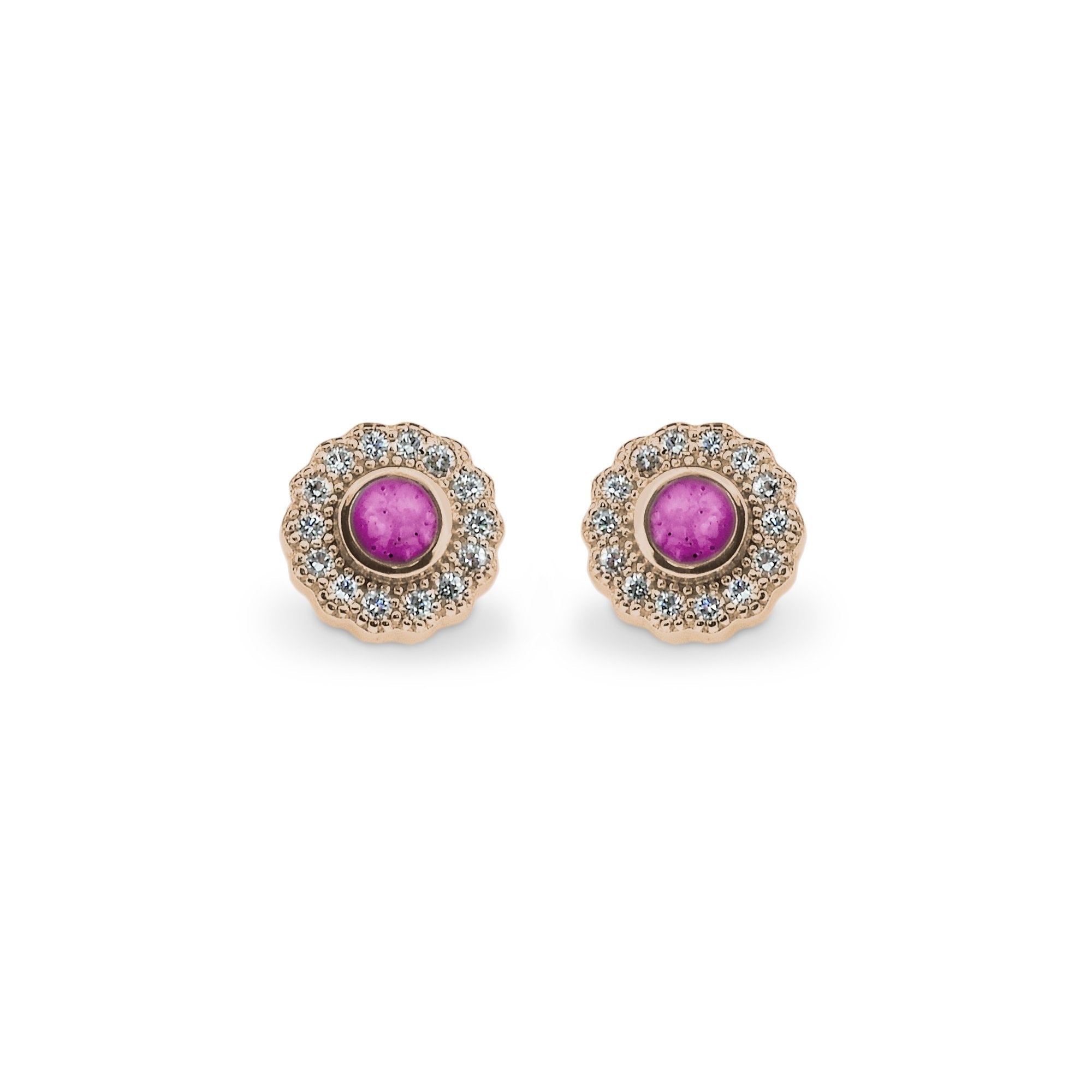 EverWith Ladies Petals Memorial Ashes Earrings with Fine Crystals 9k Rose Gold Pink