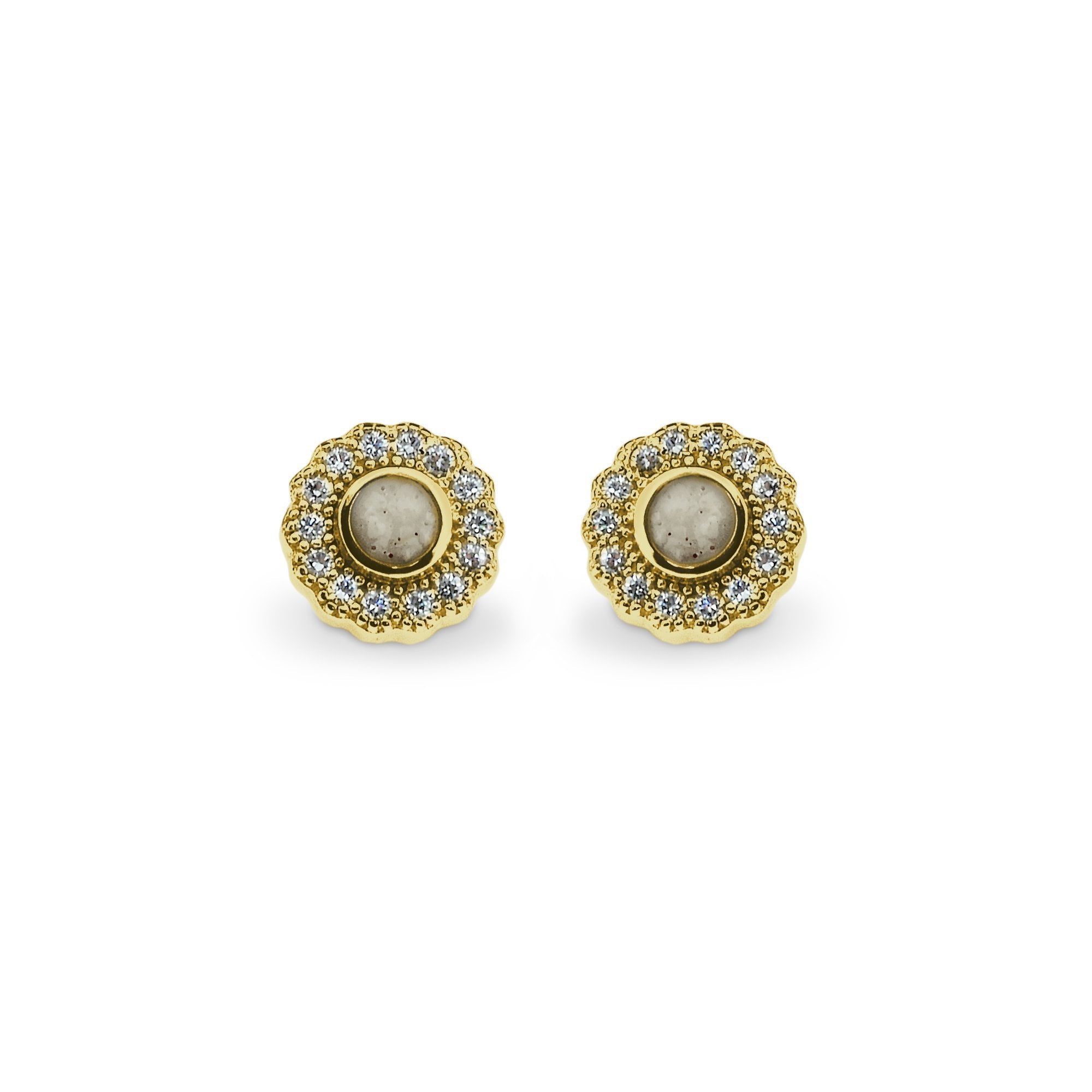 EverWith Ladies Petals Memorial Ashes Earrings with Fine Crystals 9k Yellow Gold Transparent