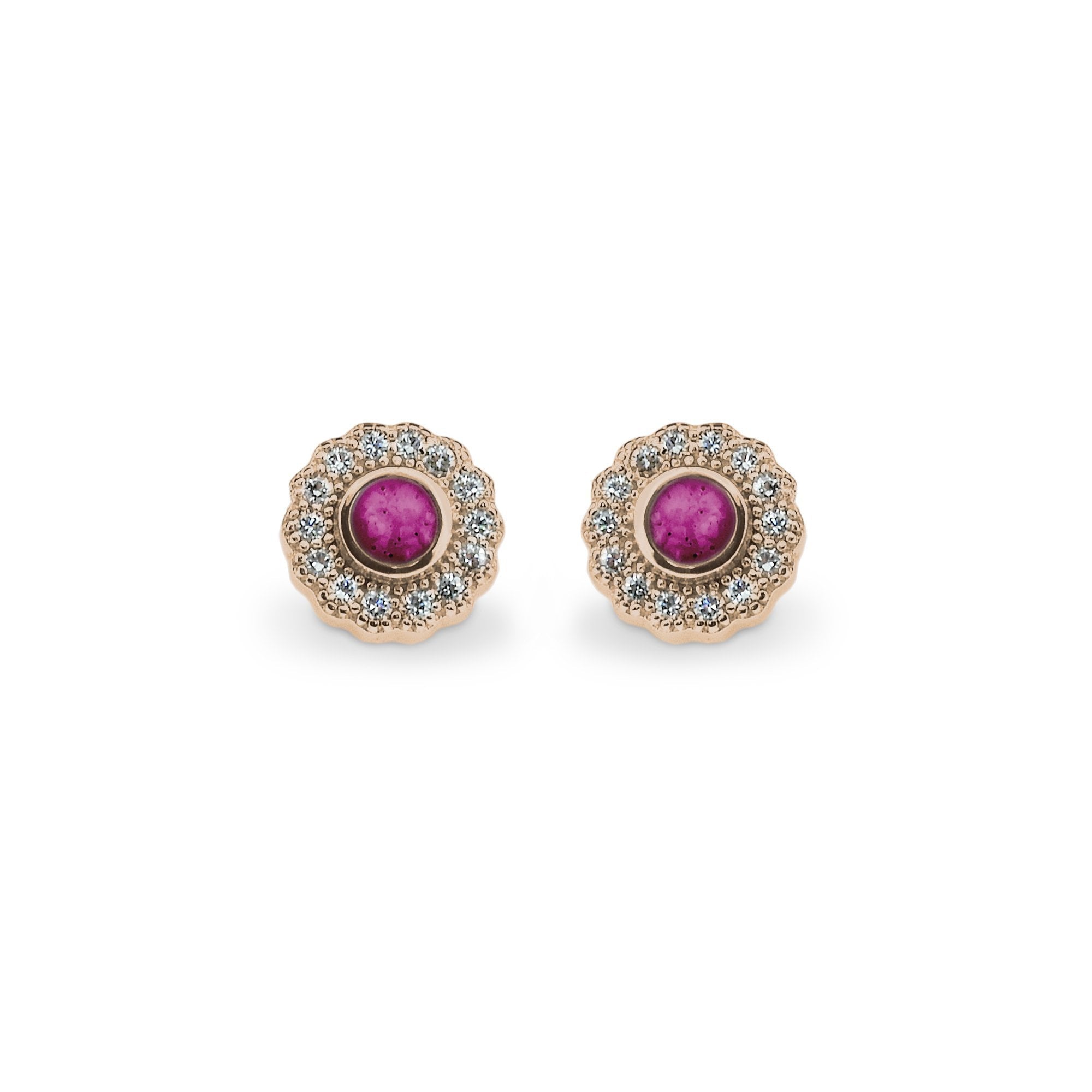 EverWith Ladies Petals Memorial Ashes Earrings with Fine Crystals 9k Rose Gold Violet
