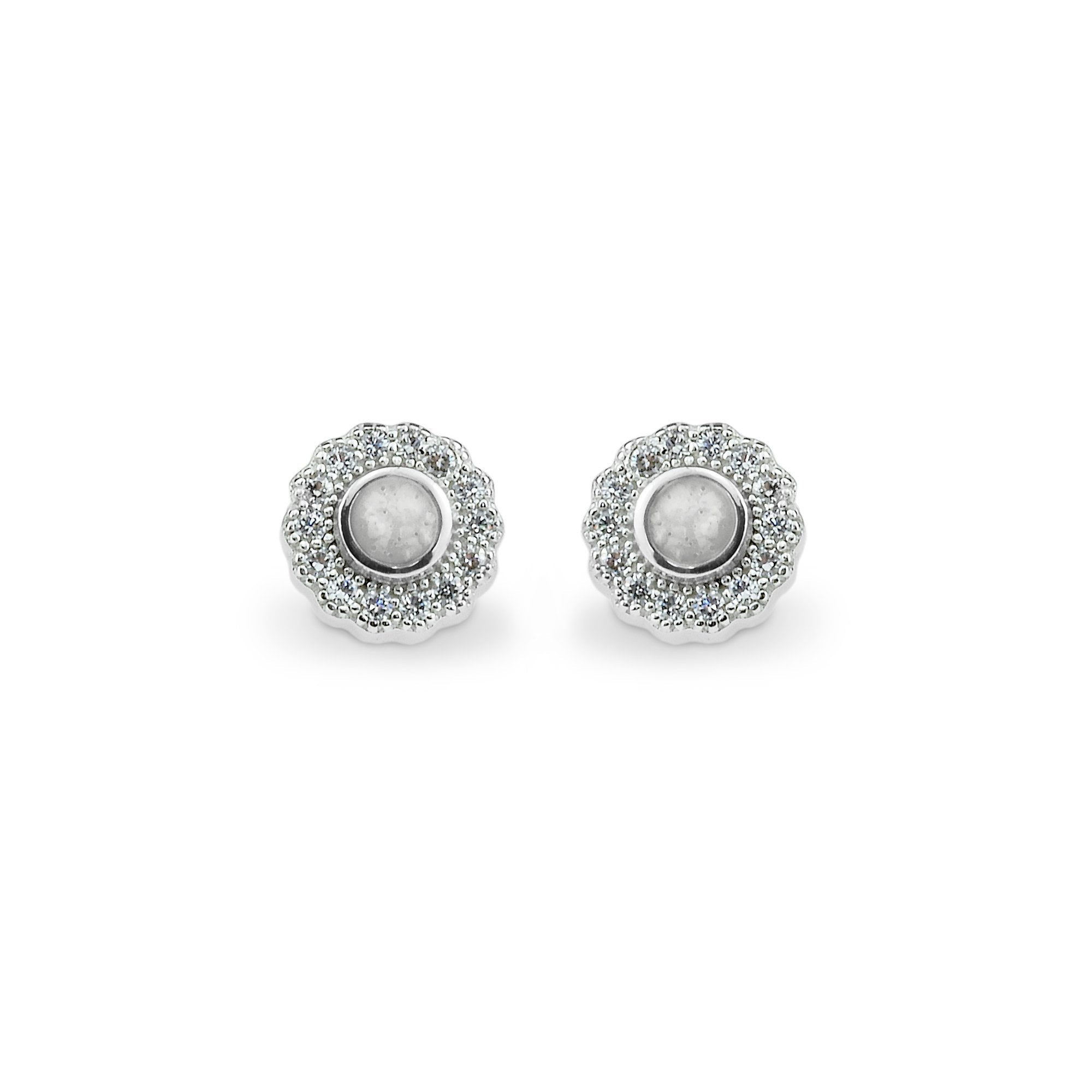EverWith Ladies Petals Memorial Ashes Earrings with Fine Crystals White