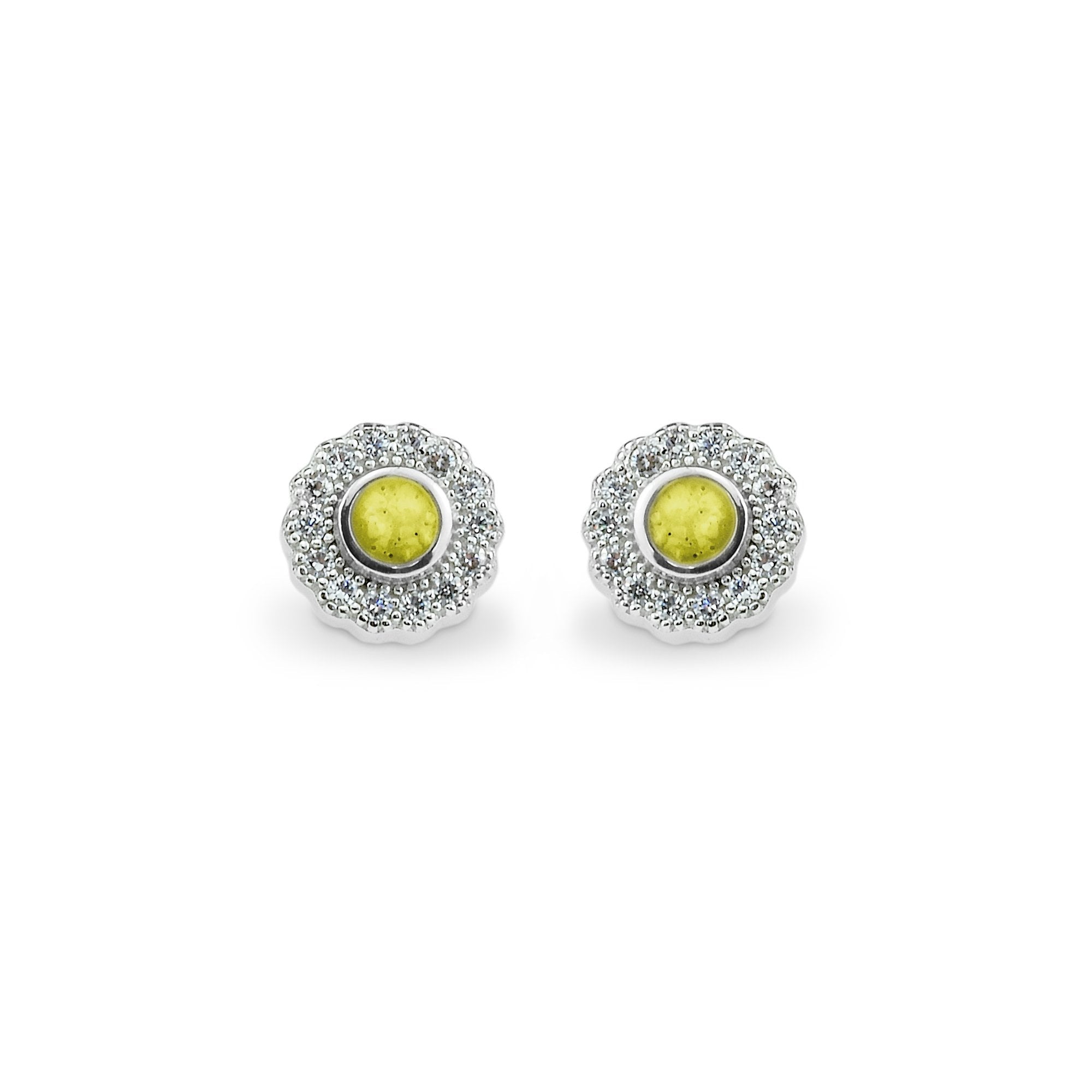 EverWith Ladies Petals Memorial Ashes Earrings with Fine Crystals Yellow