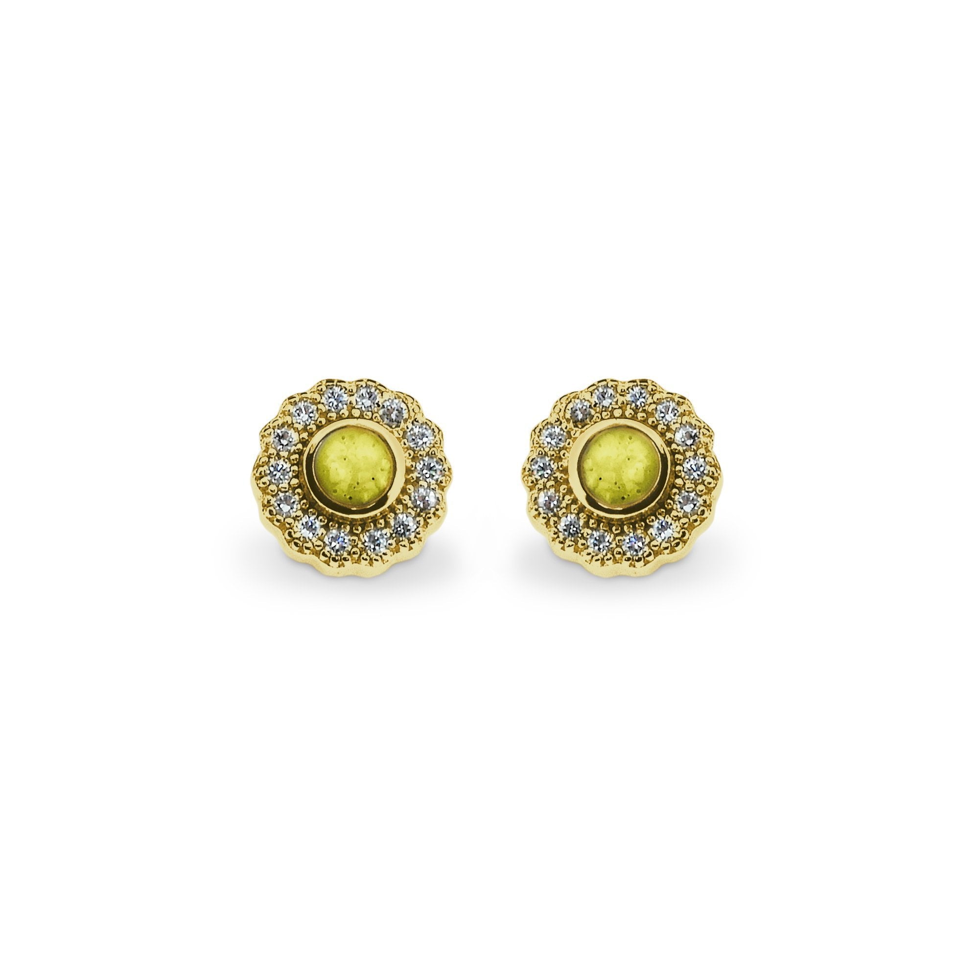 EverWith Ladies Petals Memorial Ashes Earrings with Fine Crystals 9k Yellow Gold Yellow