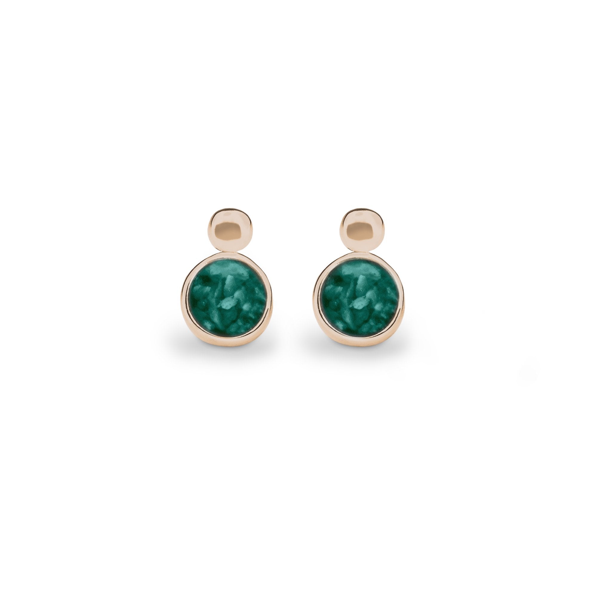 EverWith Delicate Drop Memorial Ashes Earrings 9k Rose Gold Aqua