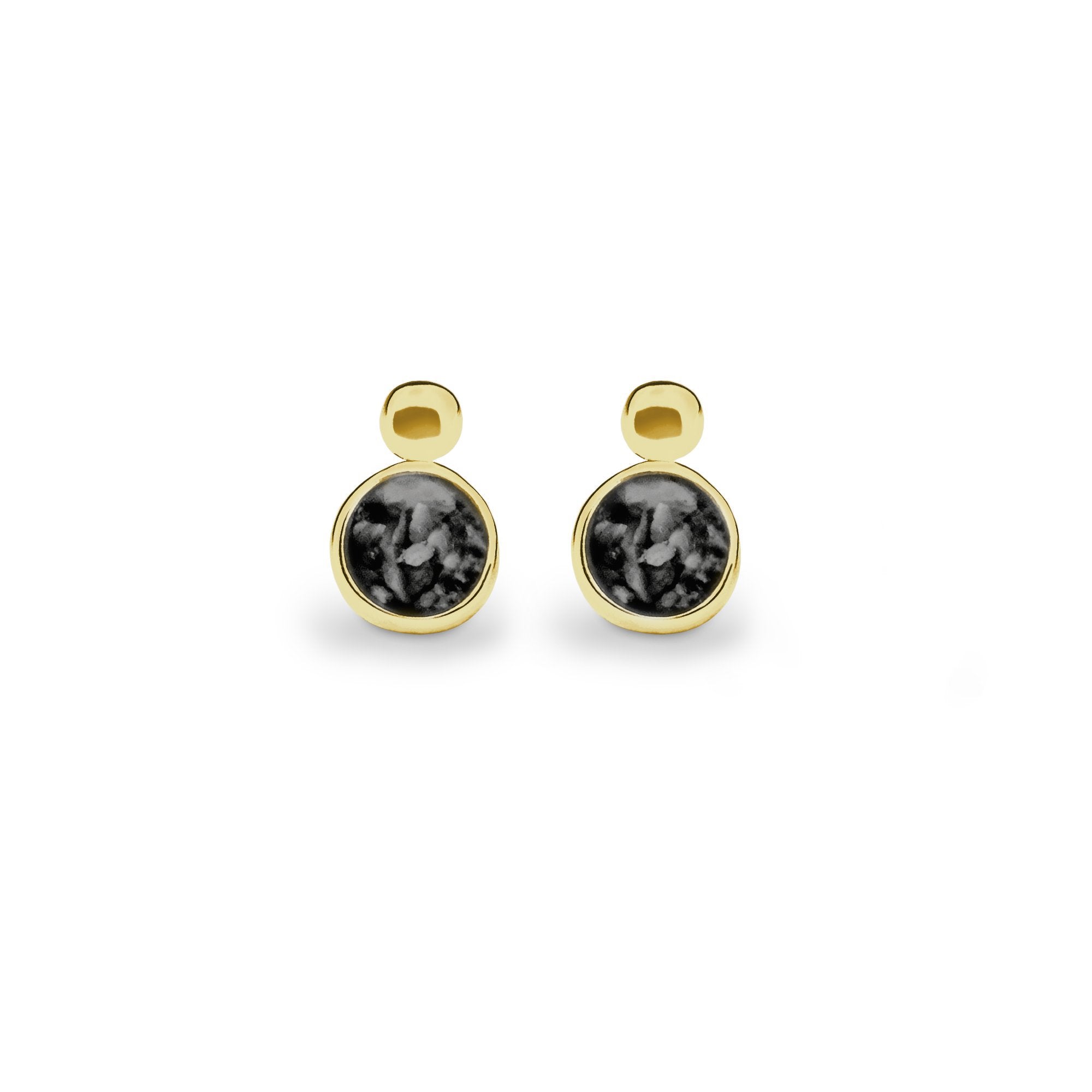 EverWith Delicate Drop Memorial Ashes Earrings 9k Yellow Gold Black