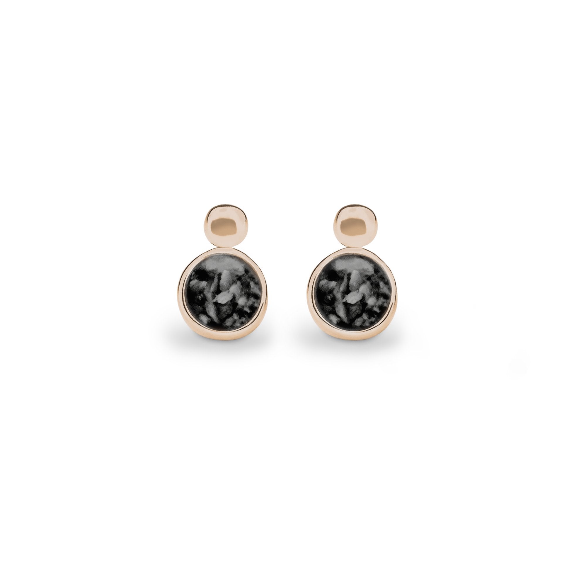 EverWith Delicate Drop Memorial Ashes Earrings 9k Rose Gold Black