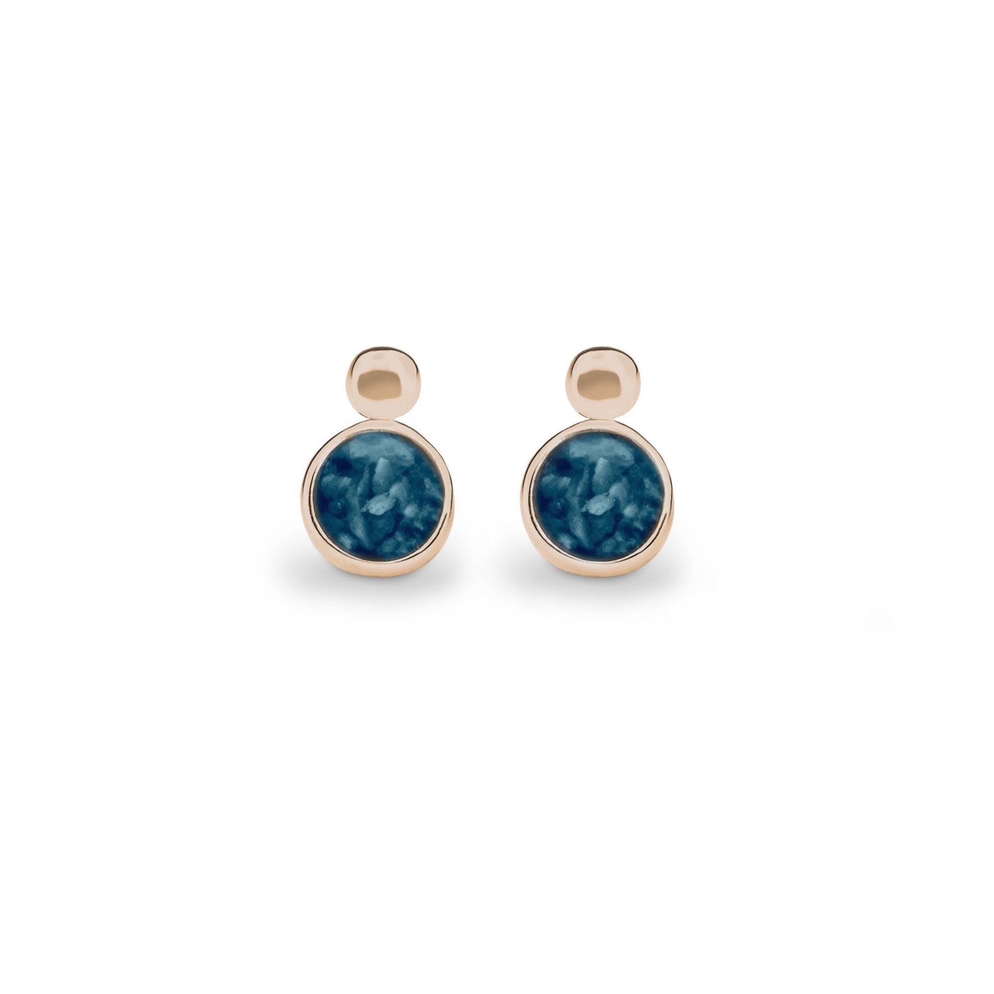 EverWith Delicate Drop Memorial Ashes Earrings 9k Rose Gold Blue
