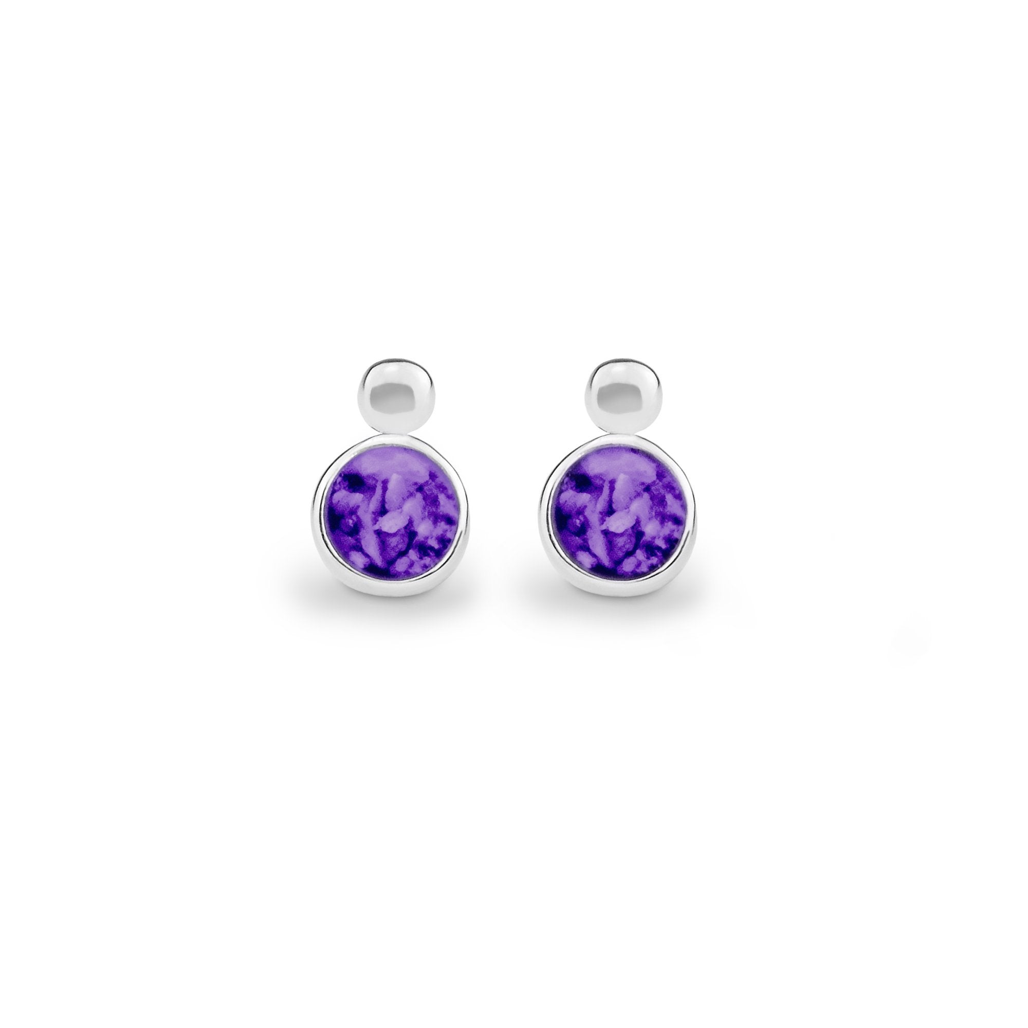 EverWith Delicate Drop Memorial Ashes Earrings Purple