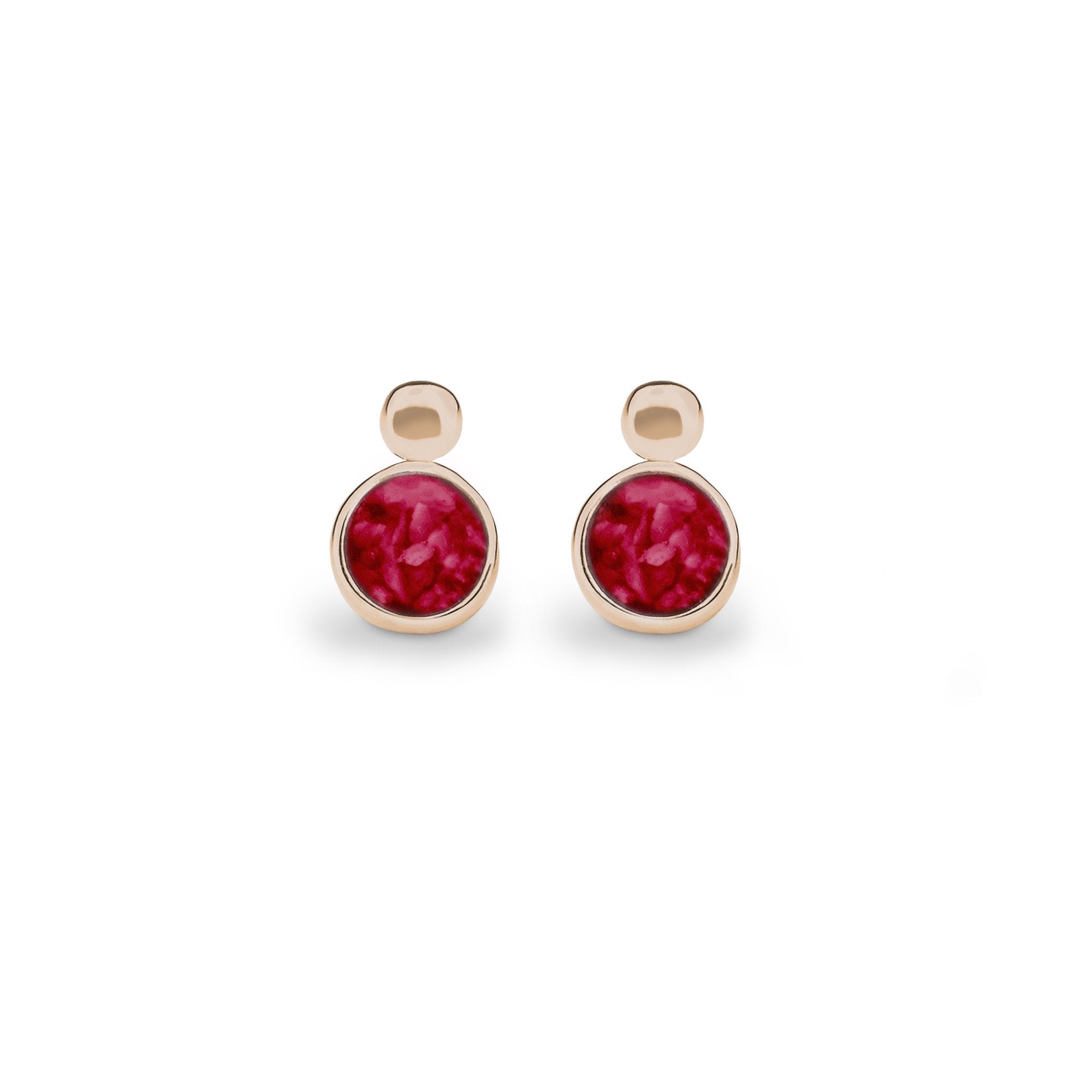 EverWith Delicate Drop Memorial Ashes Earrings 9k Rose Gold Red