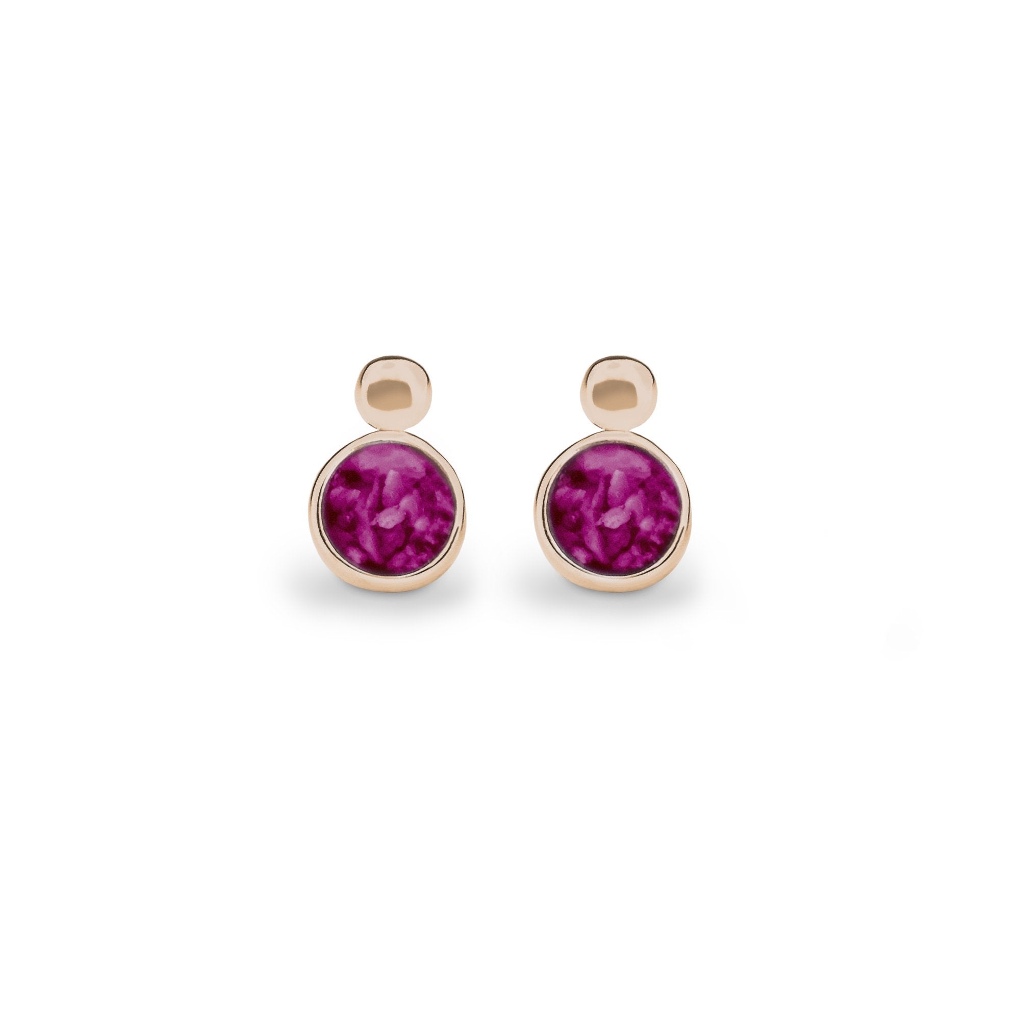 EverWith Delicate Drop Memorial Ashes Earrings 9k Rose Gold Violet