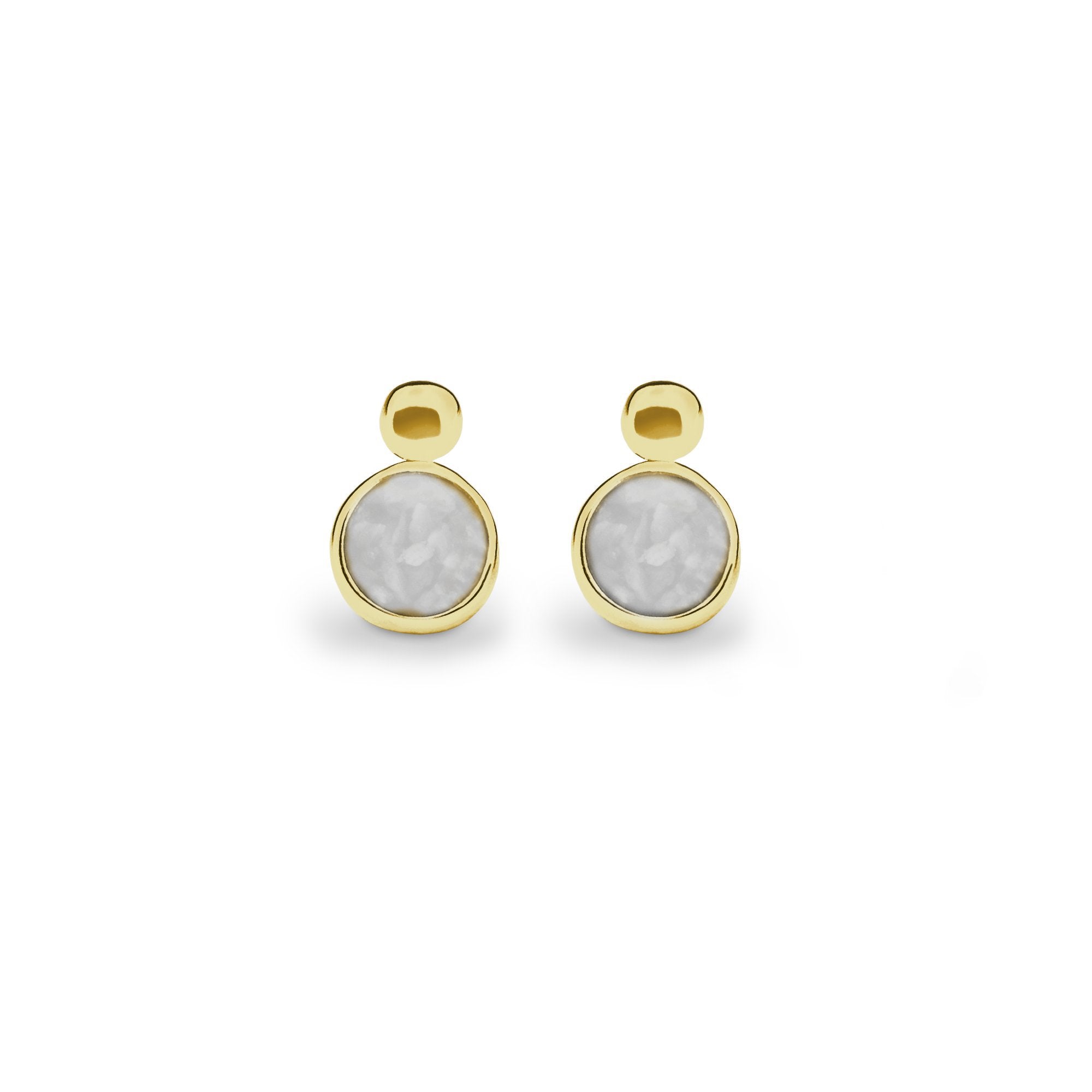 EverWith Delicate Drop Memorial Ashes Earrings 9k Yellow Gold White