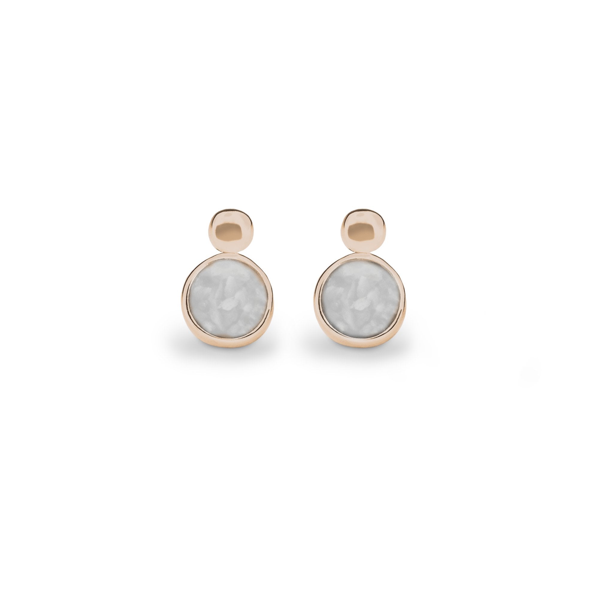 EverWith Delicate Drop Memorial Ashes Earrings 9k Rose Gold White