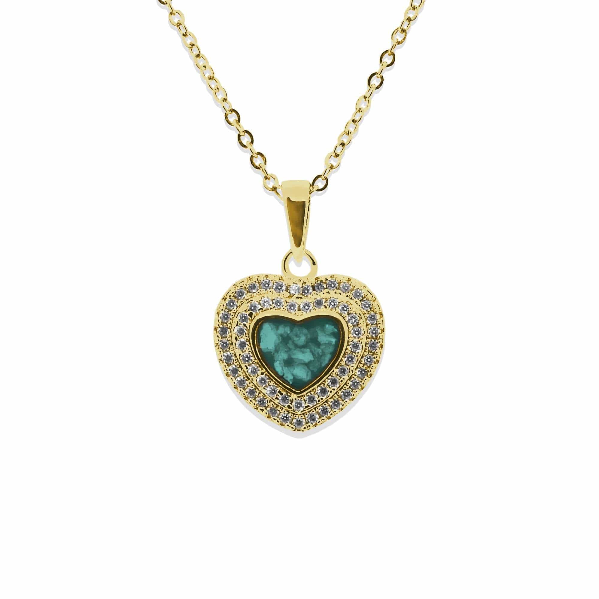 EverWith Ladies Cherish Memorial Ashes Pendant with Fine Crystals 9k Yellow Gold Aqua