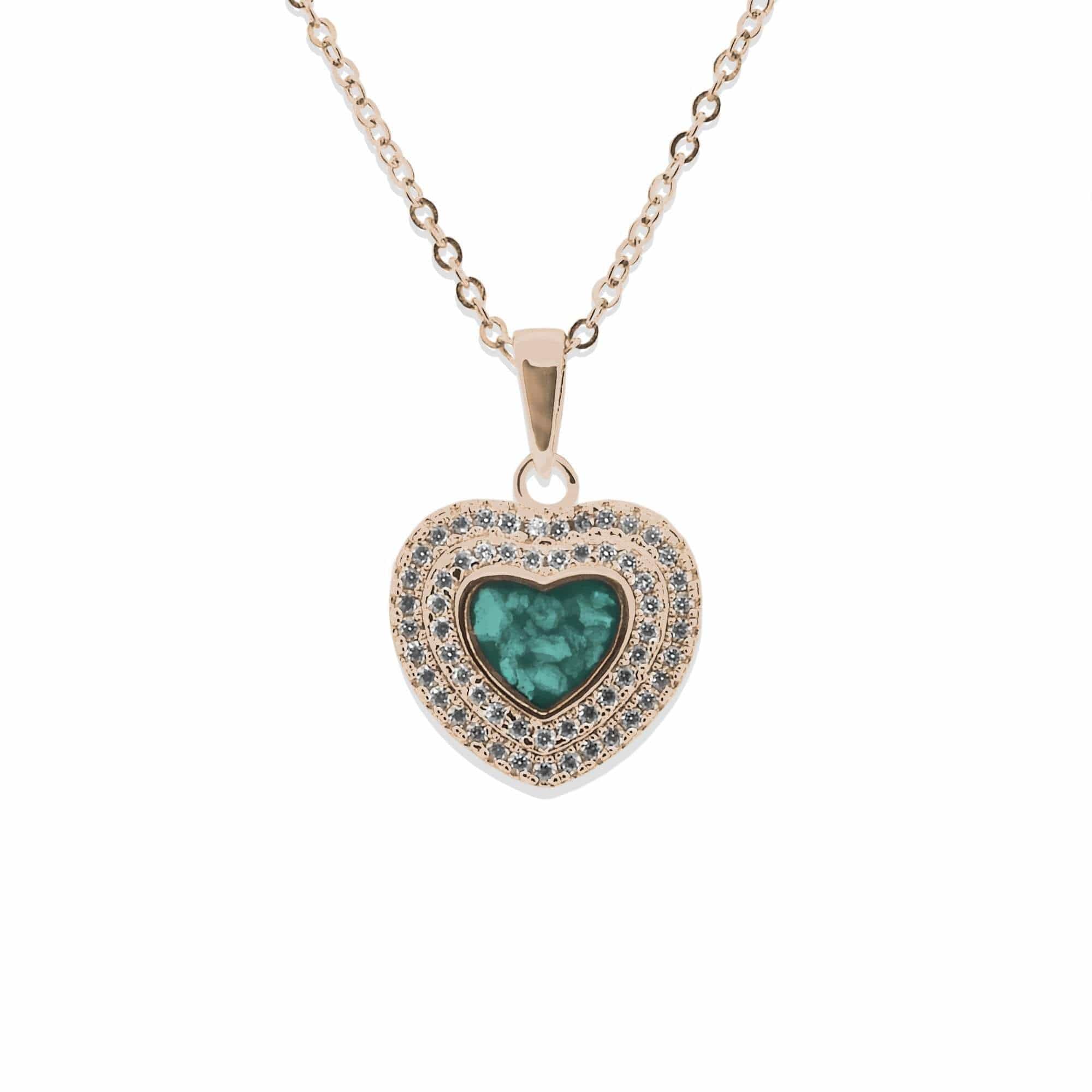 EverWith Ladies Cherish Memorial Ashes Pendant with Fine Crystals 9k Rose Gold Aqua