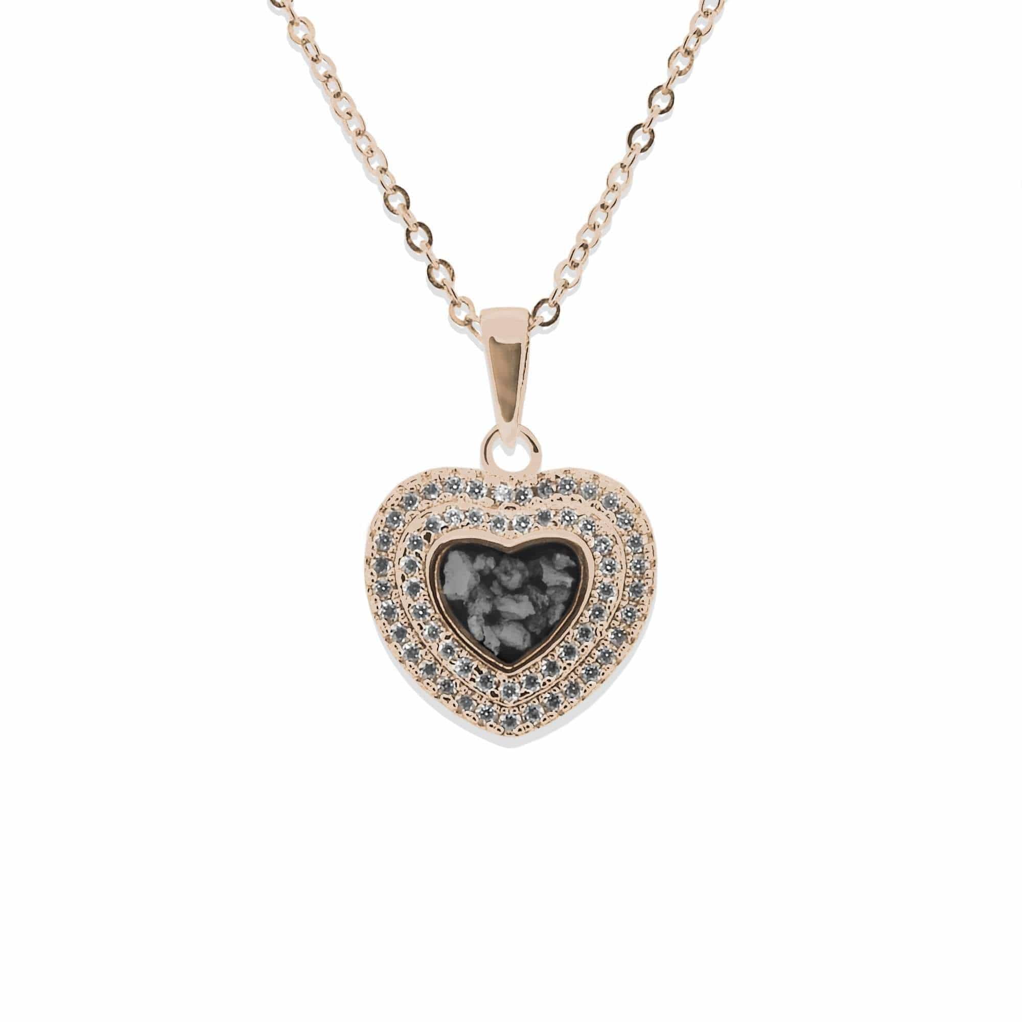 EverWith Ladies Cherish Memorial Ashes Pendant with Fine Crystals 9k Rose Gold Black