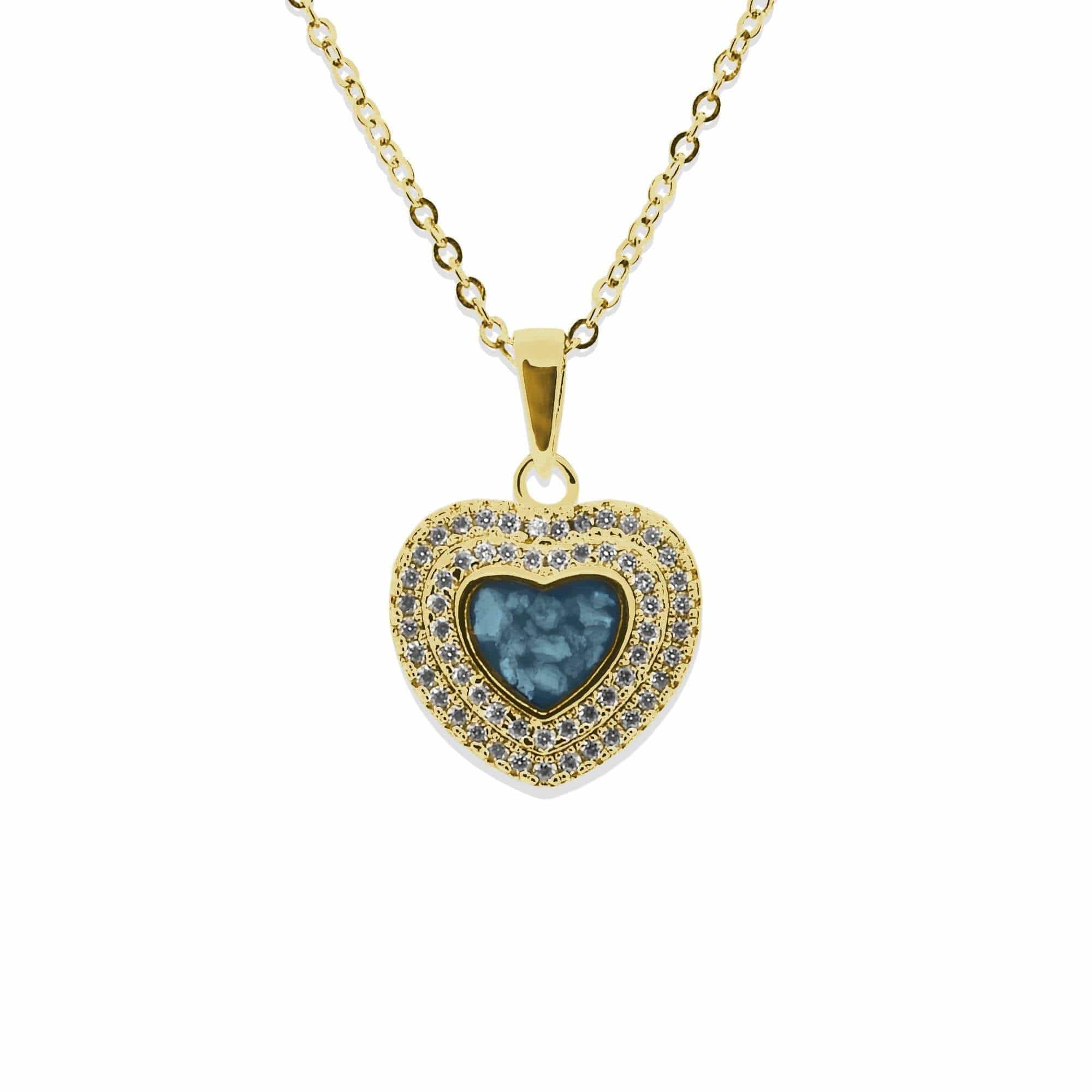 EverWith Ladies Cherish Memorial Ashes Pendant with Fine Crystals 9k Yellow Gold Blue