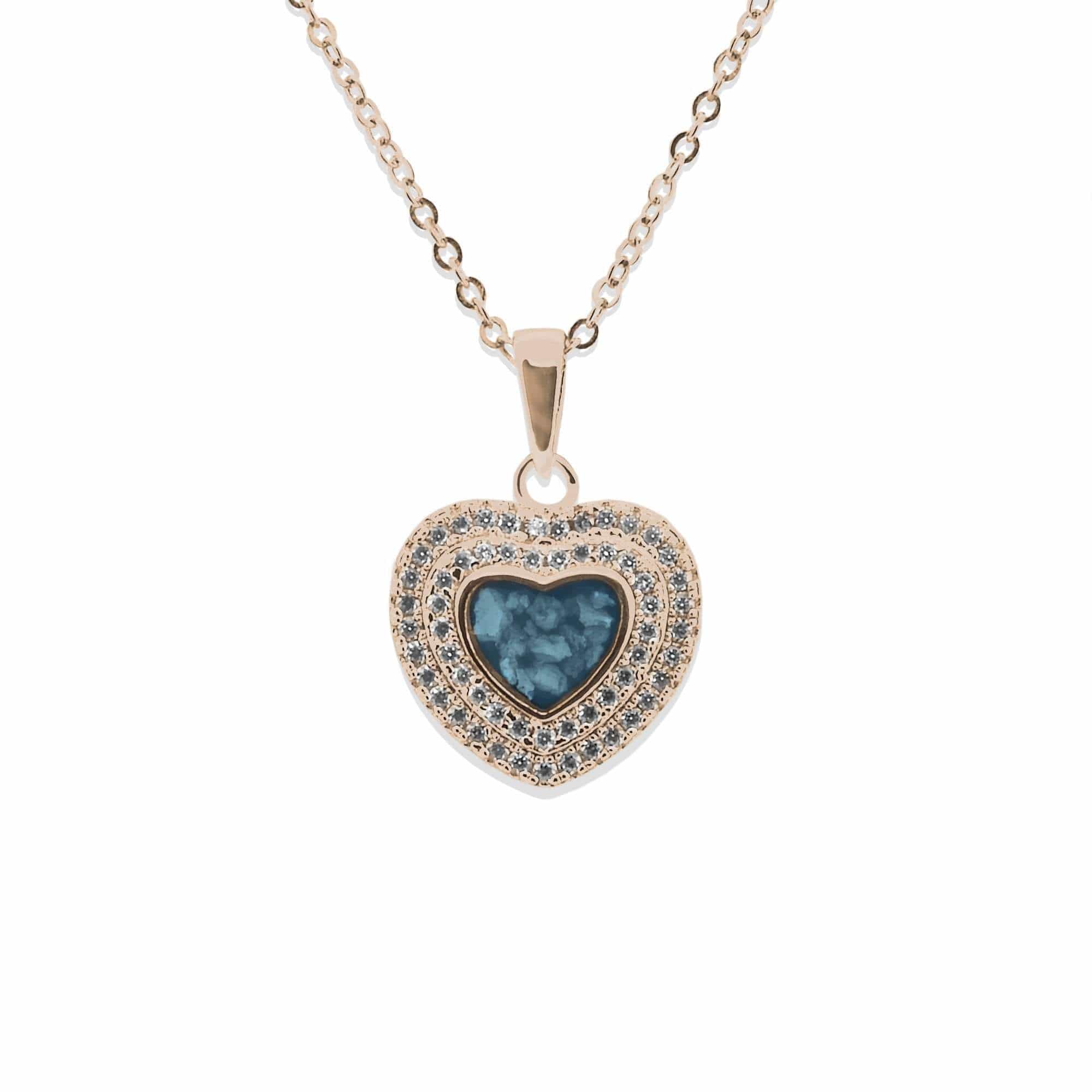 EverWith Ladies Cherish Memorial Ashes Pendant with Fine Crystals 9k Rose Gold Blue