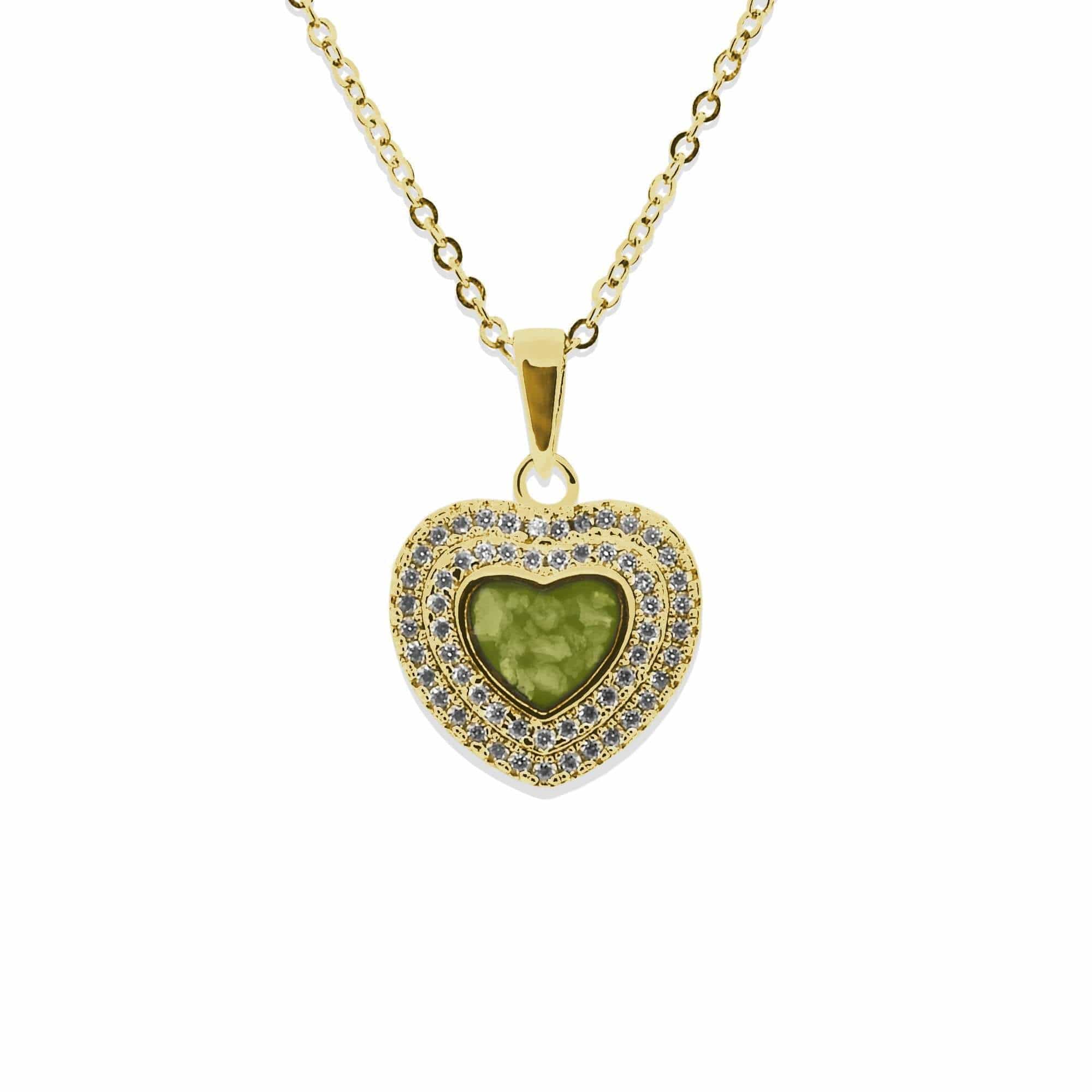EverWith Ladies Cherish Memorial Ashes Pendant with Fine Crystals 9k Yellow Gold Green
