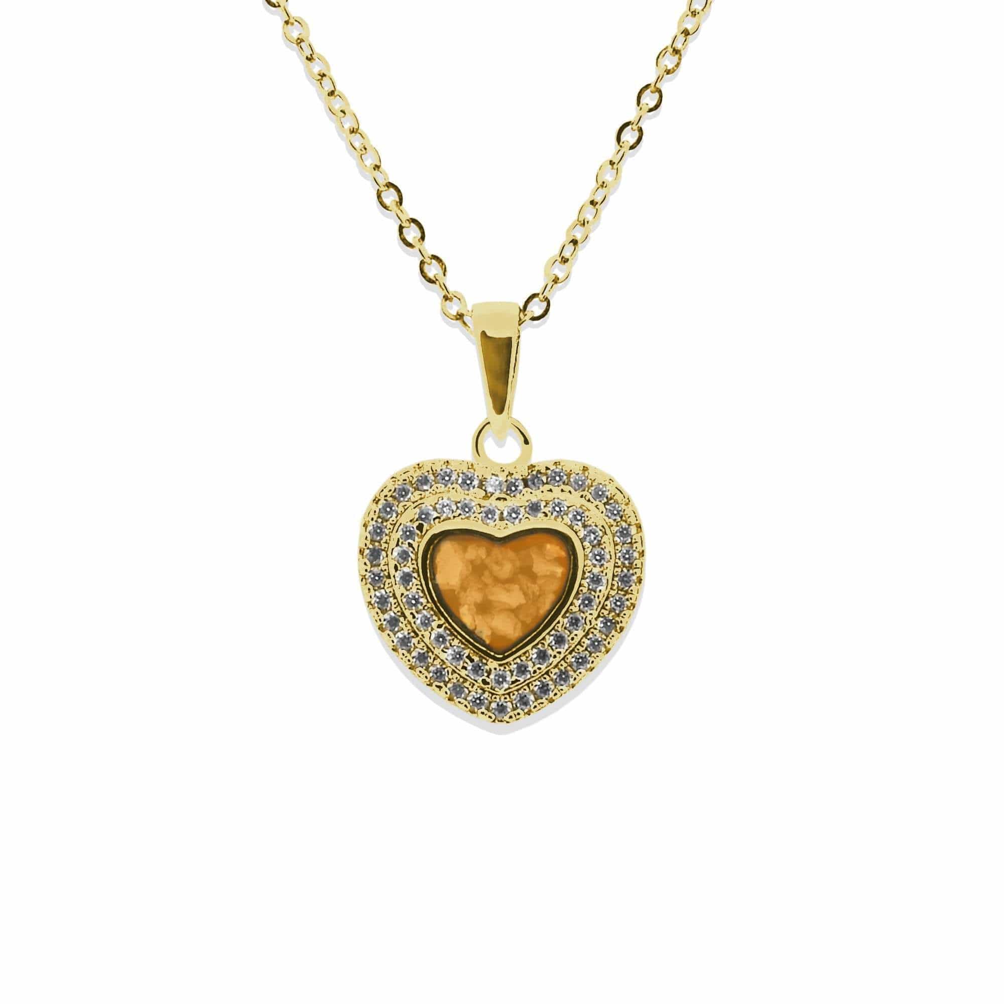 EverWith Ladies Cherish Memorial Ashes Pendant with Fine Crystals 9k Yellow Gold Orange