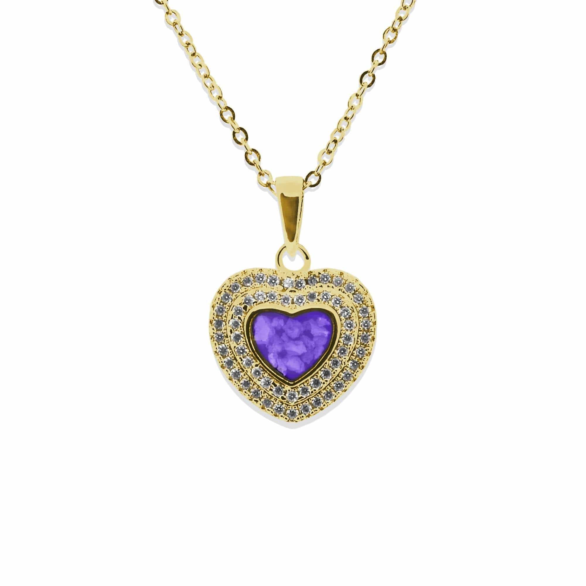 EverWith Ladies Cherish Memorial Ashes Pendant with Fine Crystals 9k Yellow Gold Purple