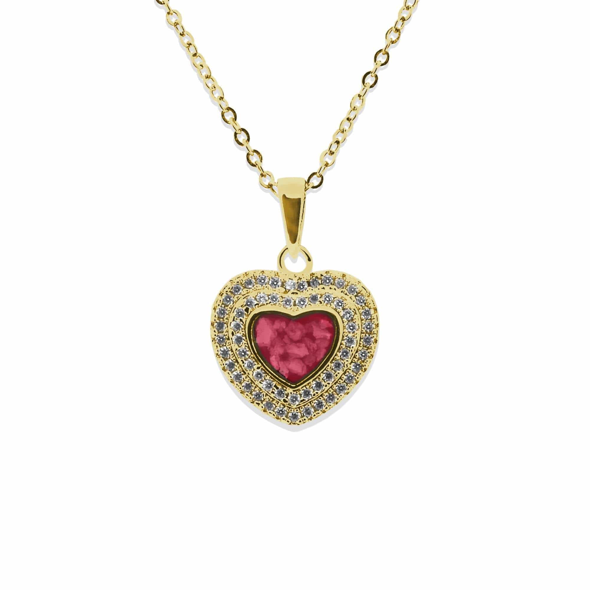 EverWith Ladies Cherish Memorial Ashes Pendant with Fine Crystals 9k Yellow Gold Red