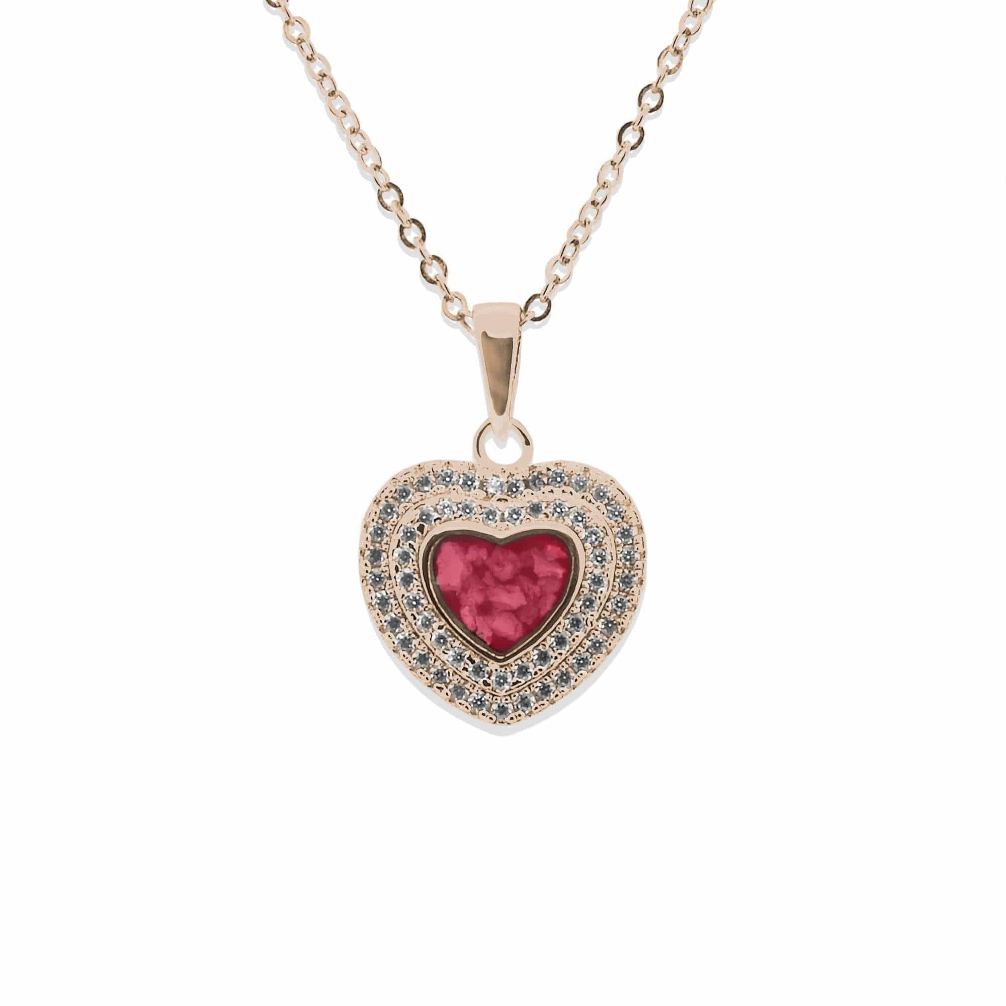 EverWith Ladies Cherish Memorial Ashes Pendant with Fine Crystals 9k Rose Gold Red