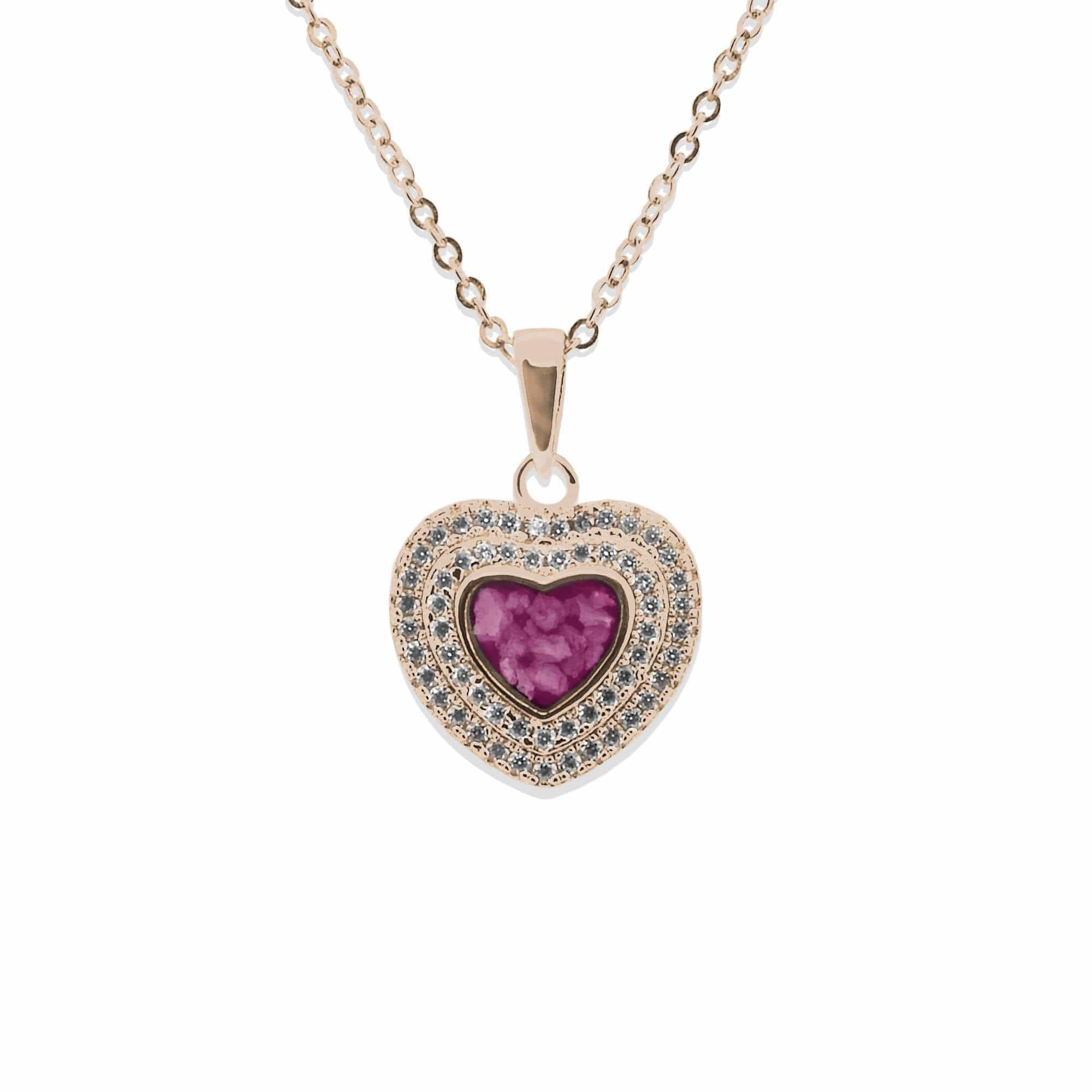 EverWith Ladies Cherish Memorial Ashes Pendant with Fine Crystals 9k Rose Gold Violet