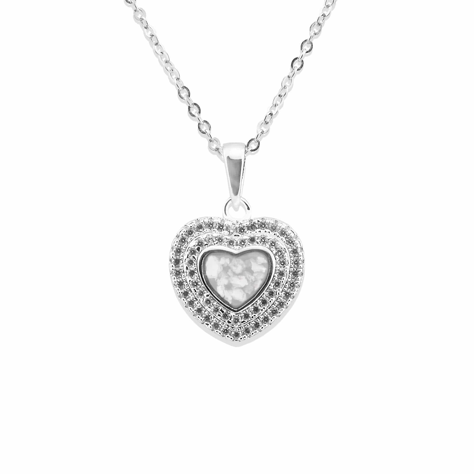 EverWith Ladies Cherish Memorial Ashes Pendant with Fine Crystals White