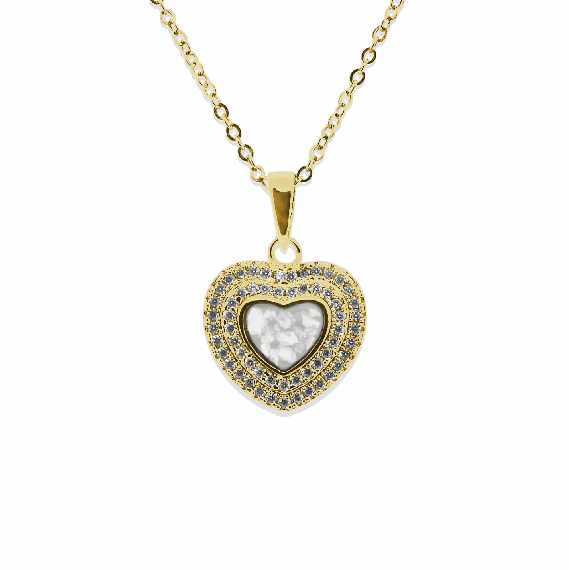 EverWith Ladies Cherish Memorial Ashes Pendant with Fine Crystals 9k Yellow Gold White