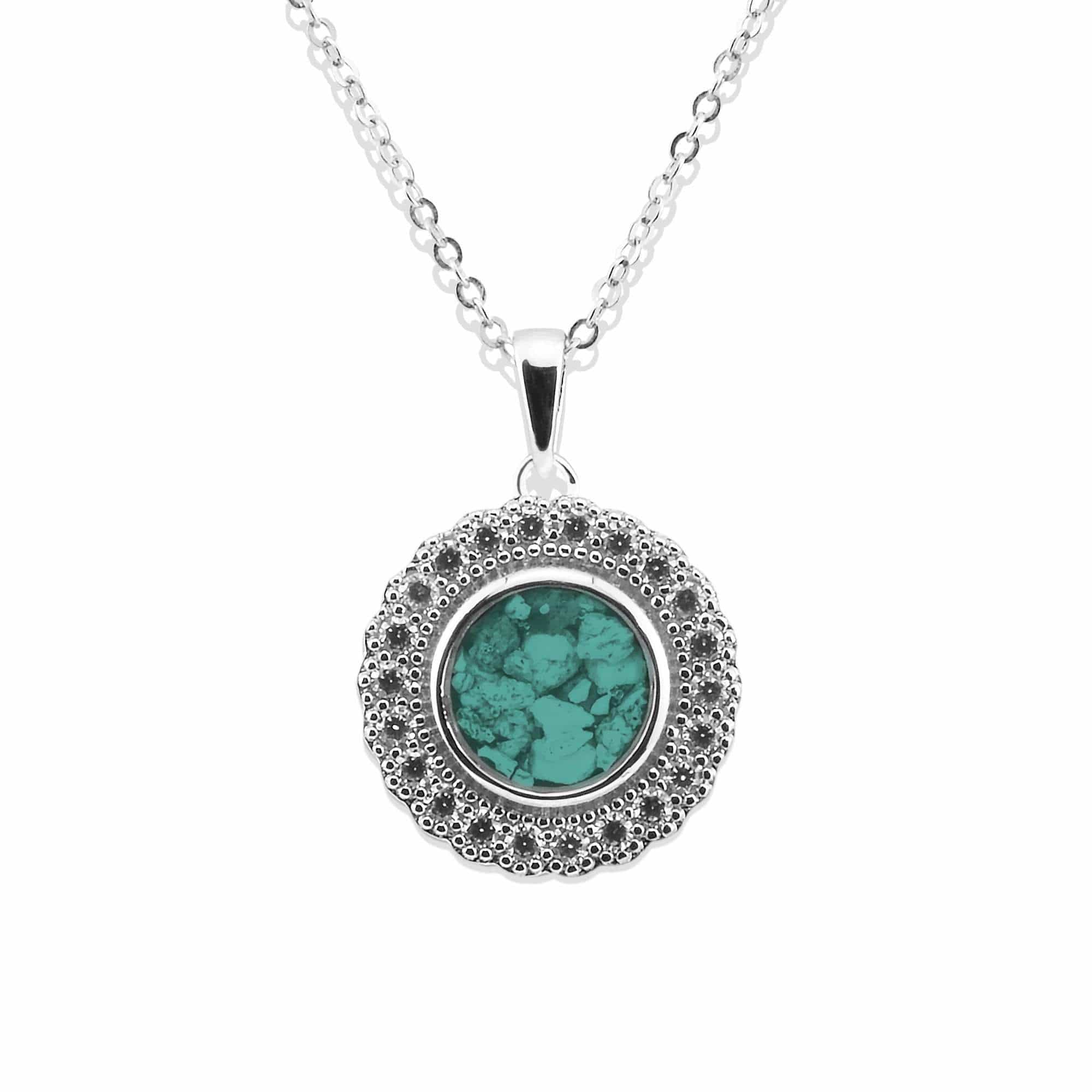 EverWith Ladies Petals Memorial Ashes Pendant with Fine Crystals Aqua