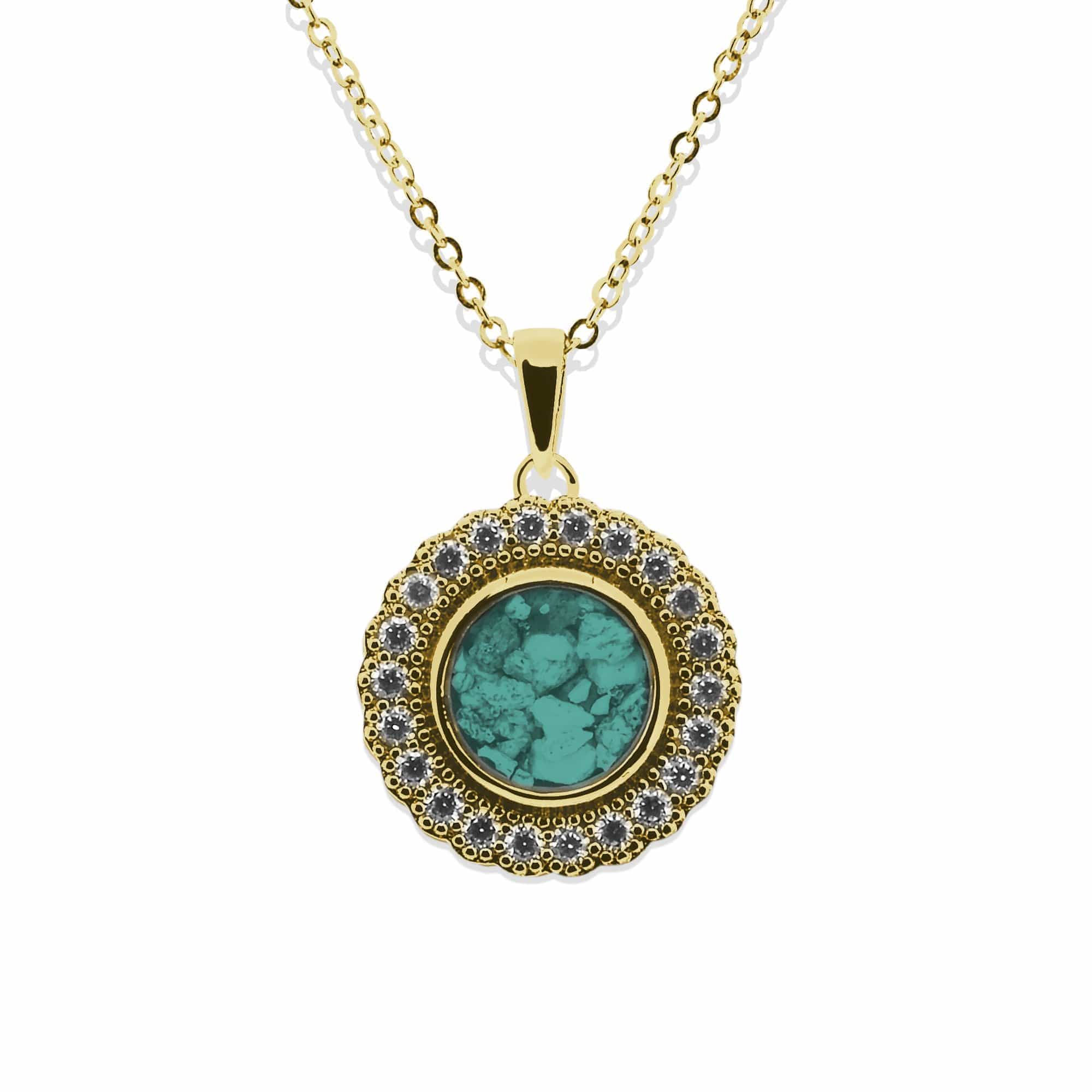 EverWith Ladies Petals Memorial Ashes Pendant with Fine Crystals 9k Yellow Gold Aqua