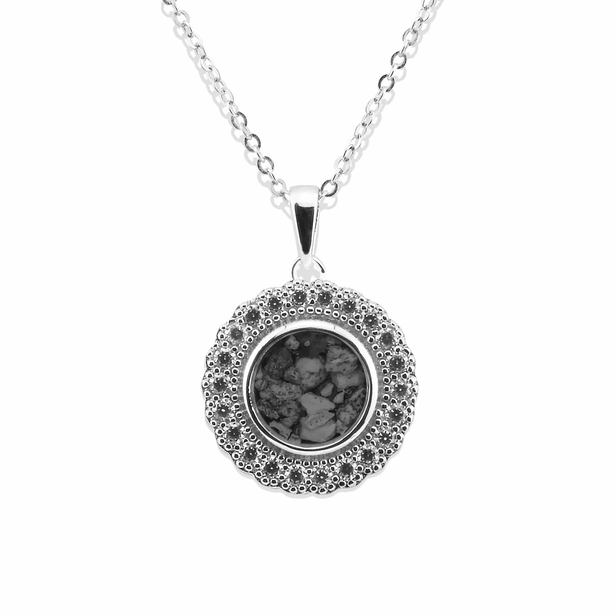 EverWith Ladies Petals Memorial Ashes Pendant with Fine Crystals Black