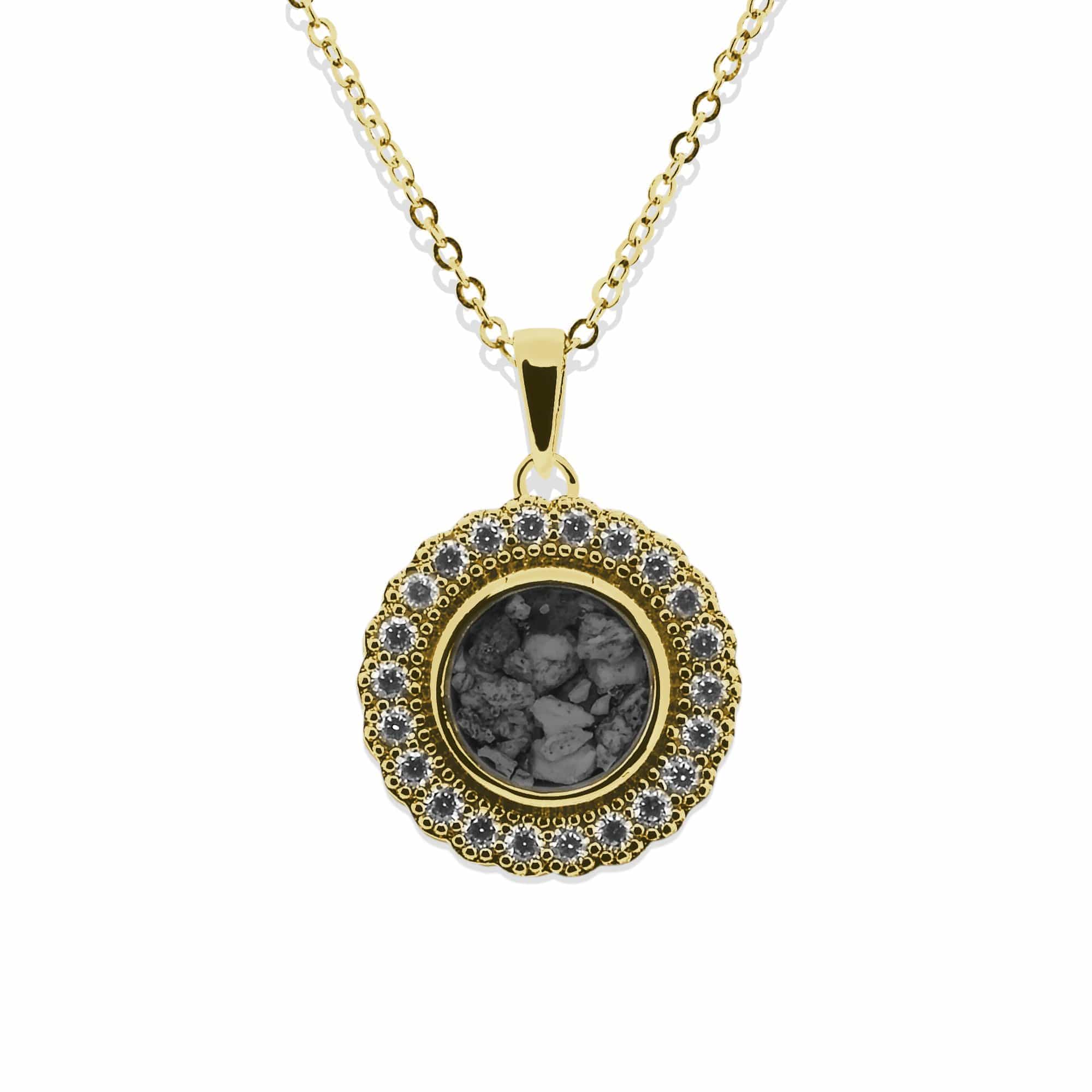EverWith Ladies Petals Memorial Ashes Pendant with Fine Crystals 9k Yellow Gold Black