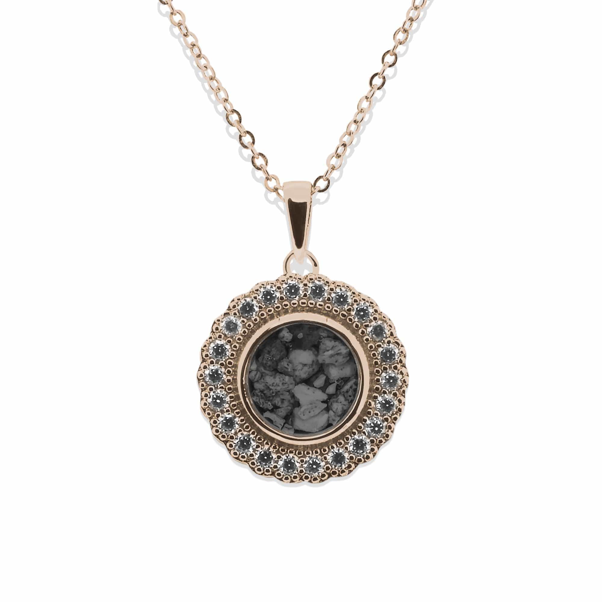 EverWith Ladies Petals Memorial Ashes Pendant with Fine Crystals 9k Rose Gold Black
