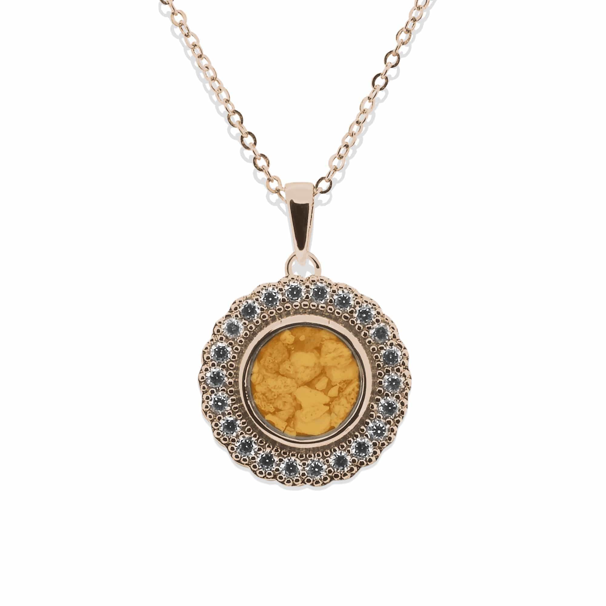 EverWith Ladies Petals Memorial Ashes Pendant with Fine Crystals 9k Rose Gold Orange