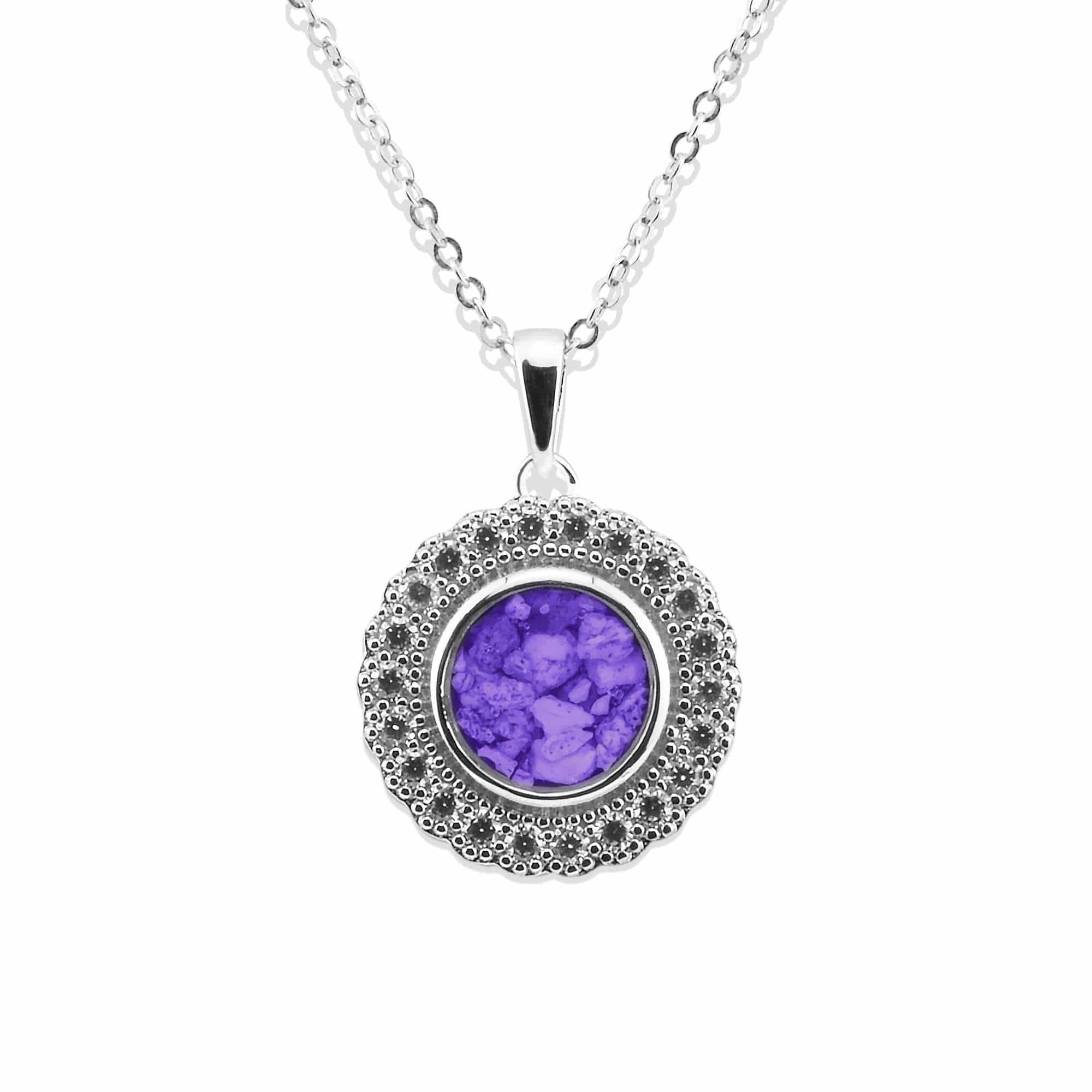 EverWith Ladies Petals Memorial Ashes Pendant with Fine Crystals Purple
