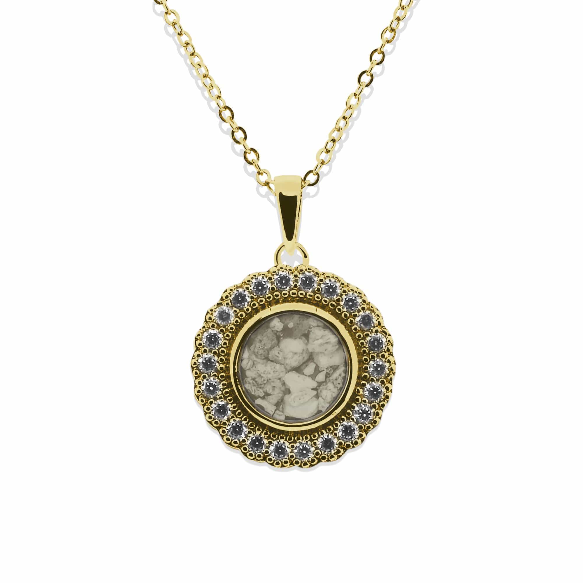 EverWith Ladies Petals Memorial Ashes Pendant with Fine Crystals 9k Yellow Gold Transparent