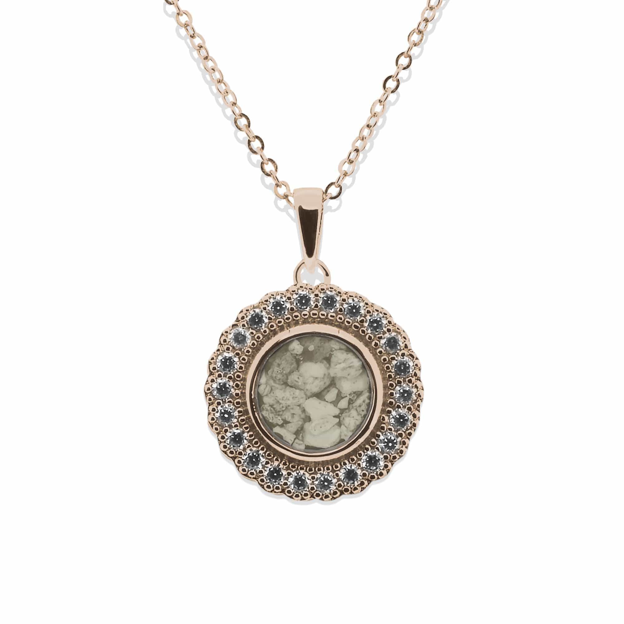 EverWith Ladies Petals Memorial Ashes Pendant with Fine Crystals 9k Rose Gold Transparent