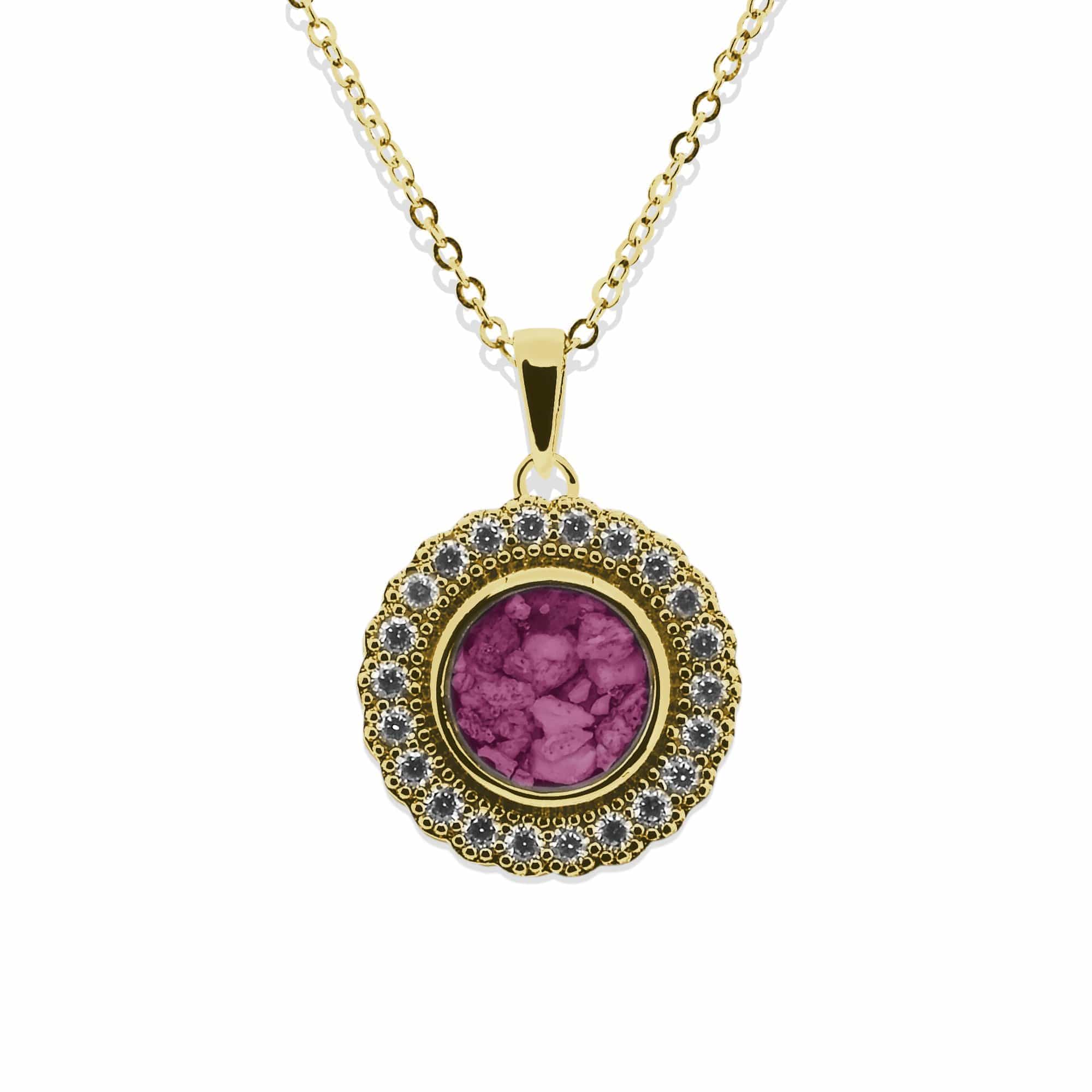 EverWith Ladies Petals Memorial Ashes Pendant with Fine Crystals 9k Yellow Gold Violet