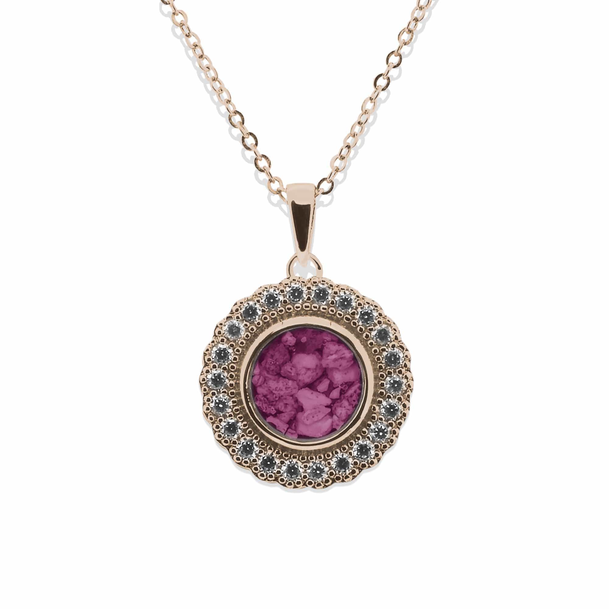 EverWith Ladies Petals Memorial Ashes Pendant with Fine Crystals 9k Rose Gold Violet