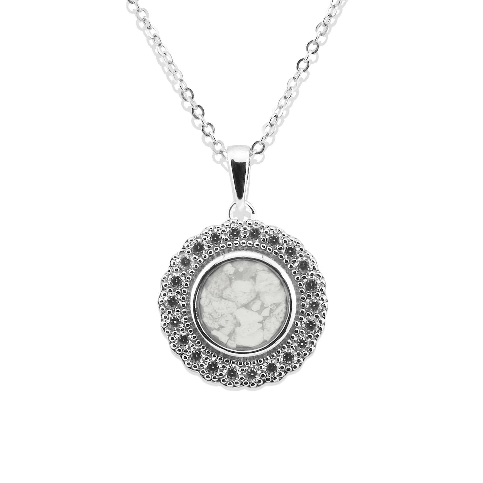 EverWith Ladies Petals Memorial Ashes Pendant with Fine Crystals White