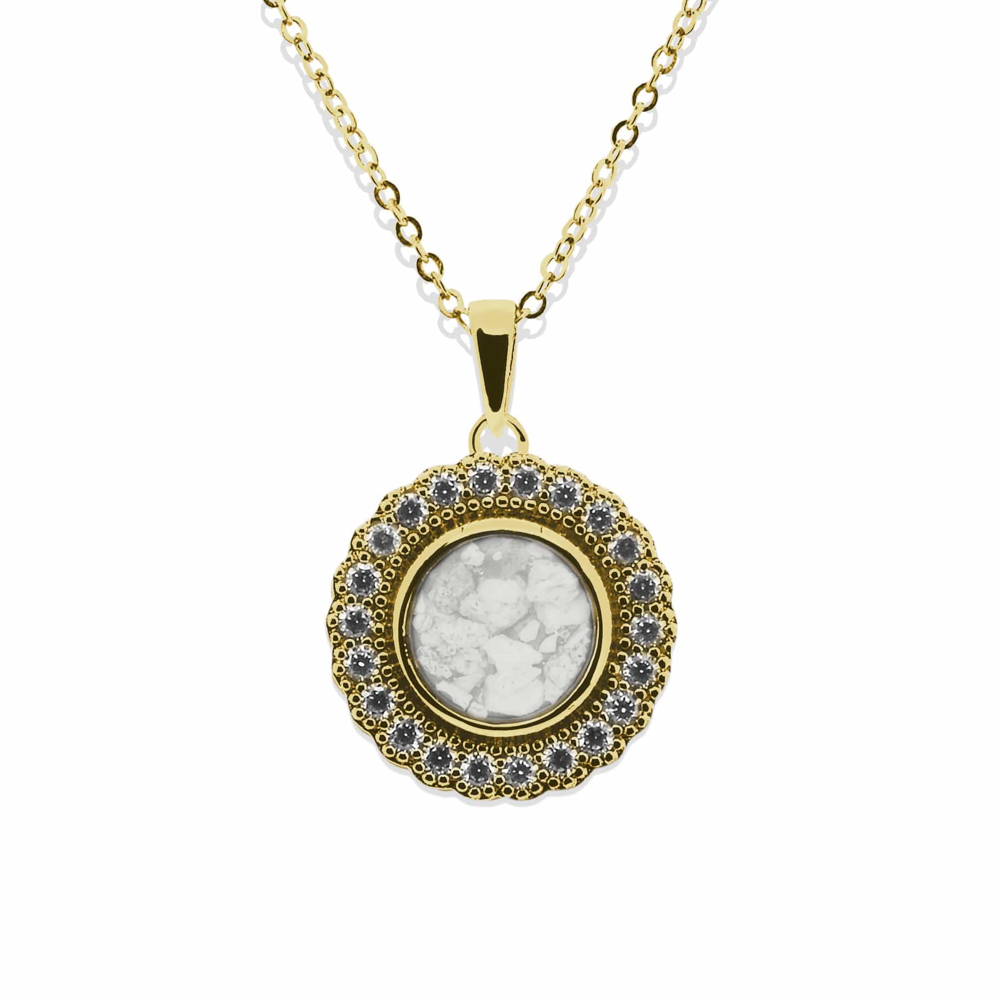 EverWith Ladies Petals Memorial Ashes Pendant with Fine Crystals 9k Yellow Gold White