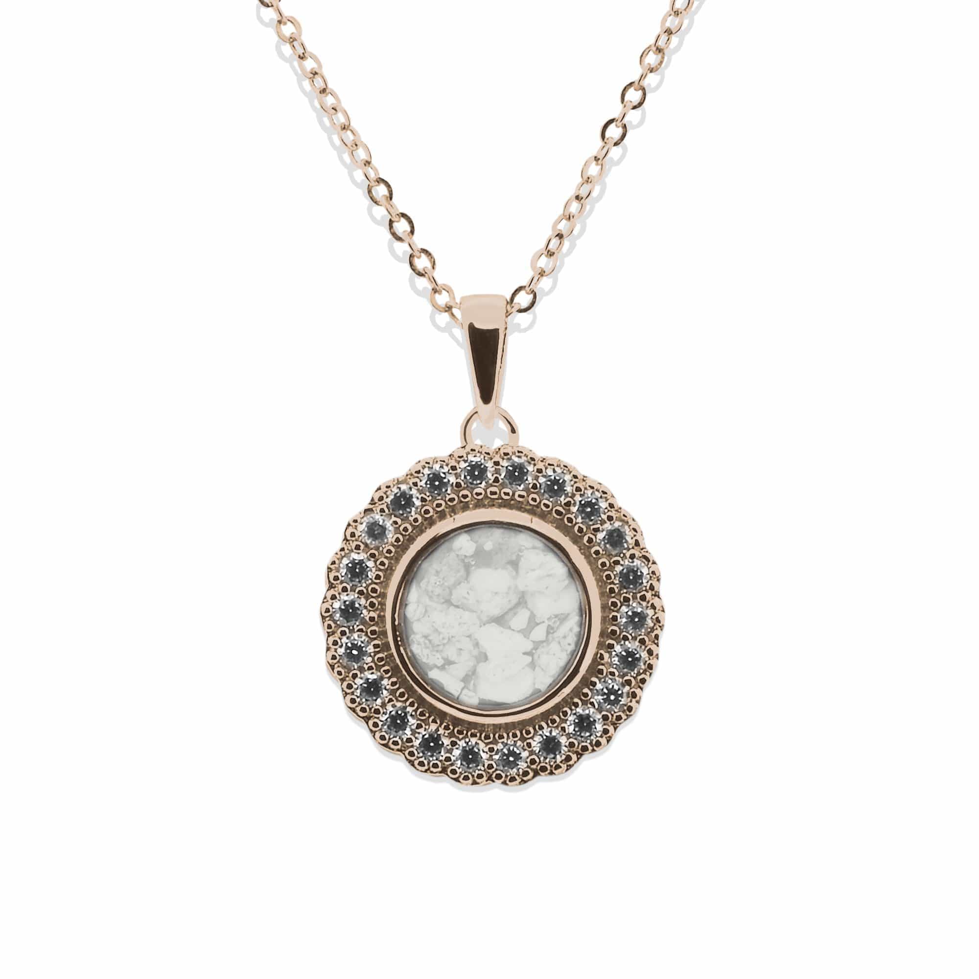 EverWith Ladies Petals Memorial Ashes Pendant with Fine Crystals 9k Rose Gold White