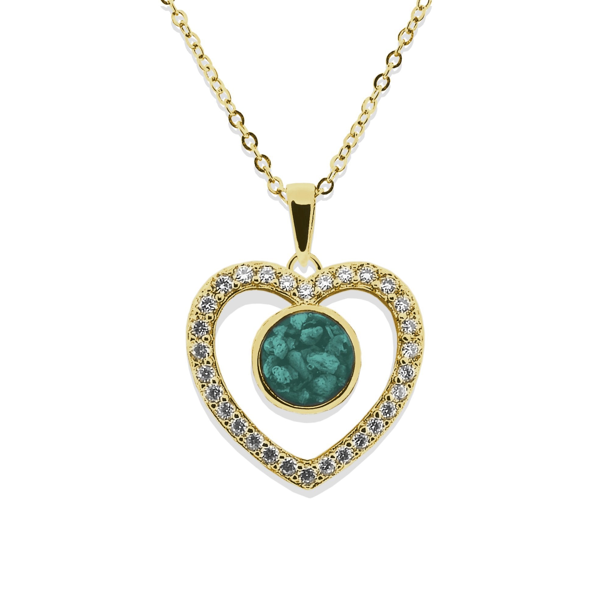 EverWith Ladies Forever Memorial Ashes Pendant with Fine Crystals 9k Yellow Gold Aqua