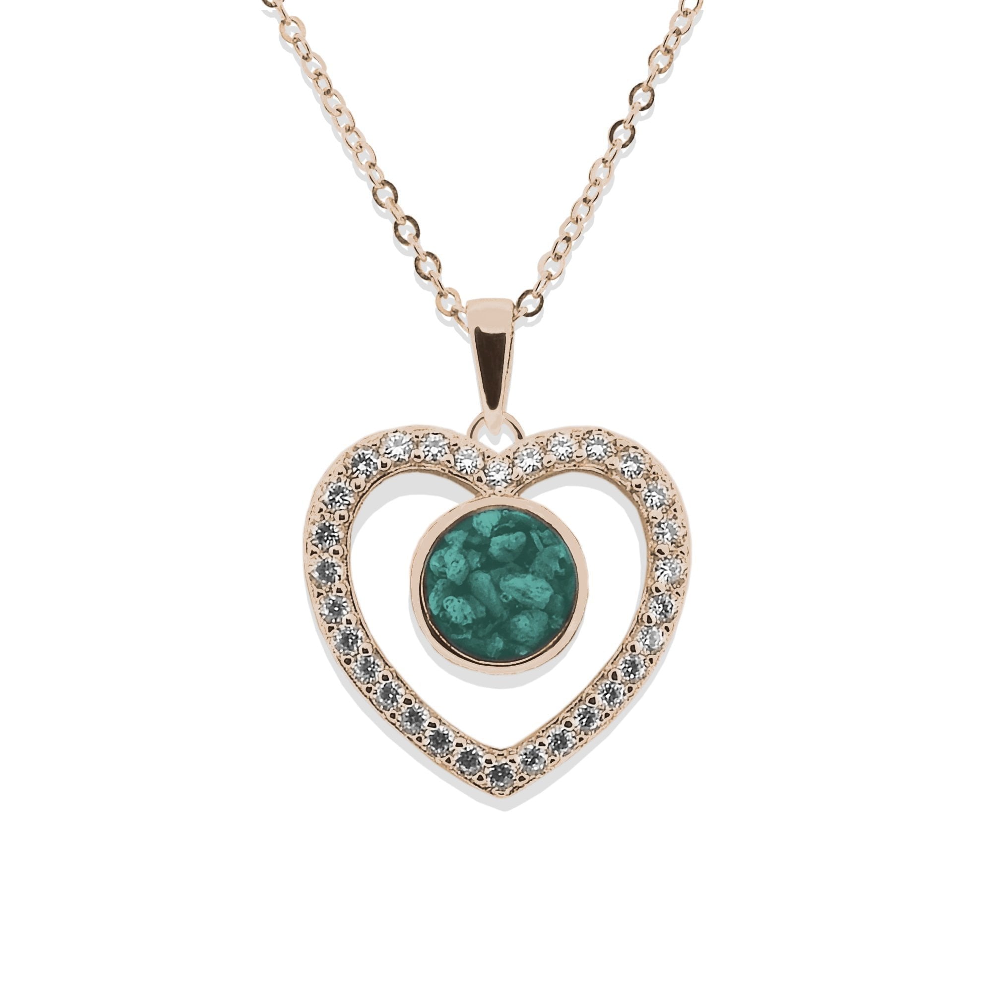 EverWith Ladies Forever Memorial Ashes Pendant with Fine Crystals 9k Rose Gold Aqua
