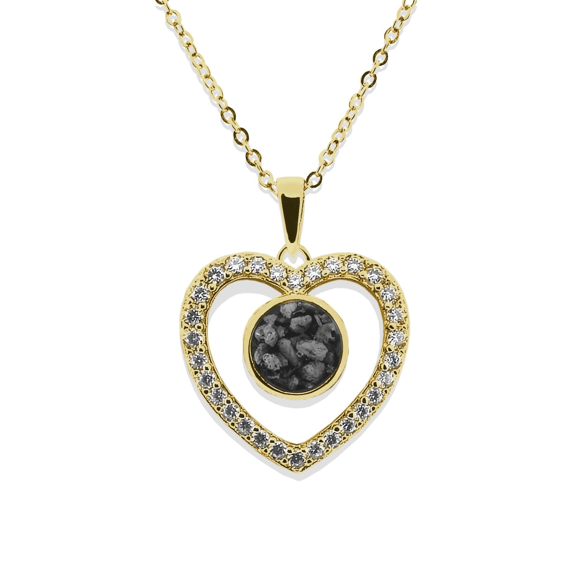 EverWith Ladies Forever Memorial Ashes Pendant with Fine Crystals 9k Yellow Gold Black