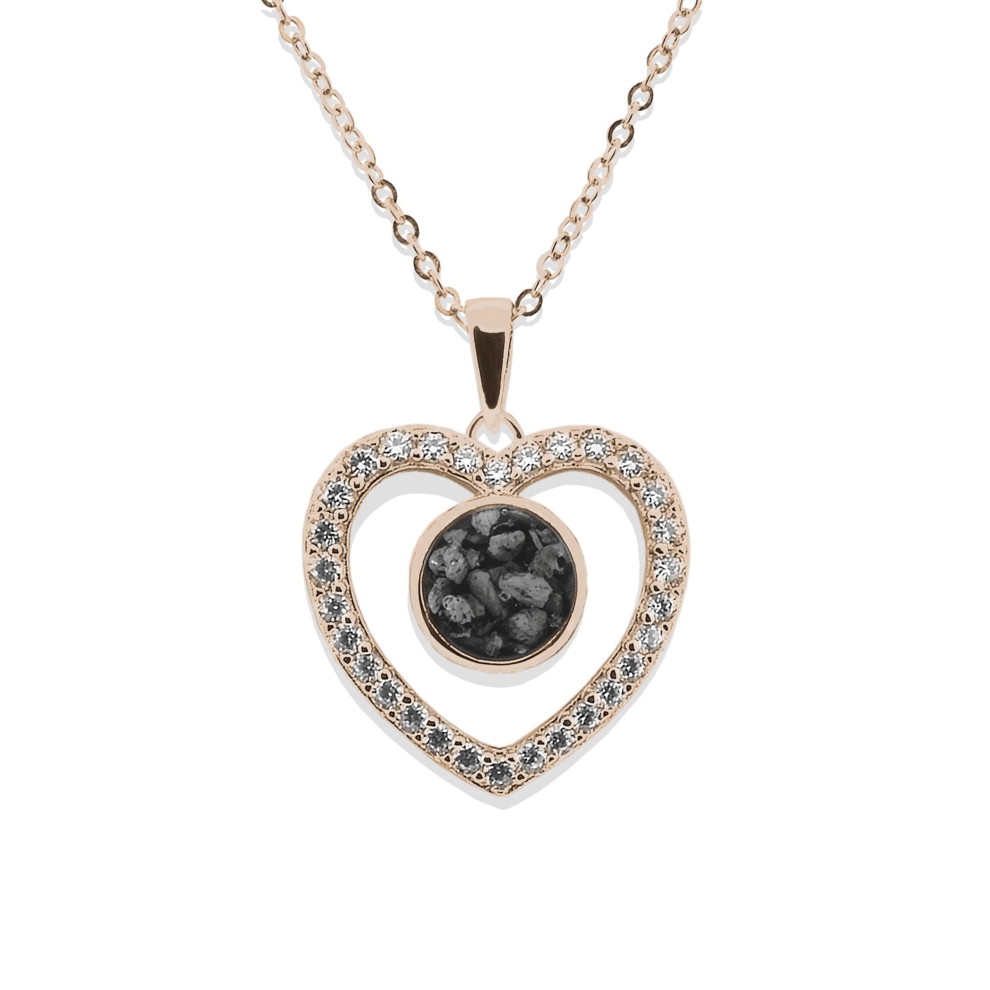 EverWith Ladies Forever Memorial Ashes Pendant with Fine Crystals 9k Rose Gold Black