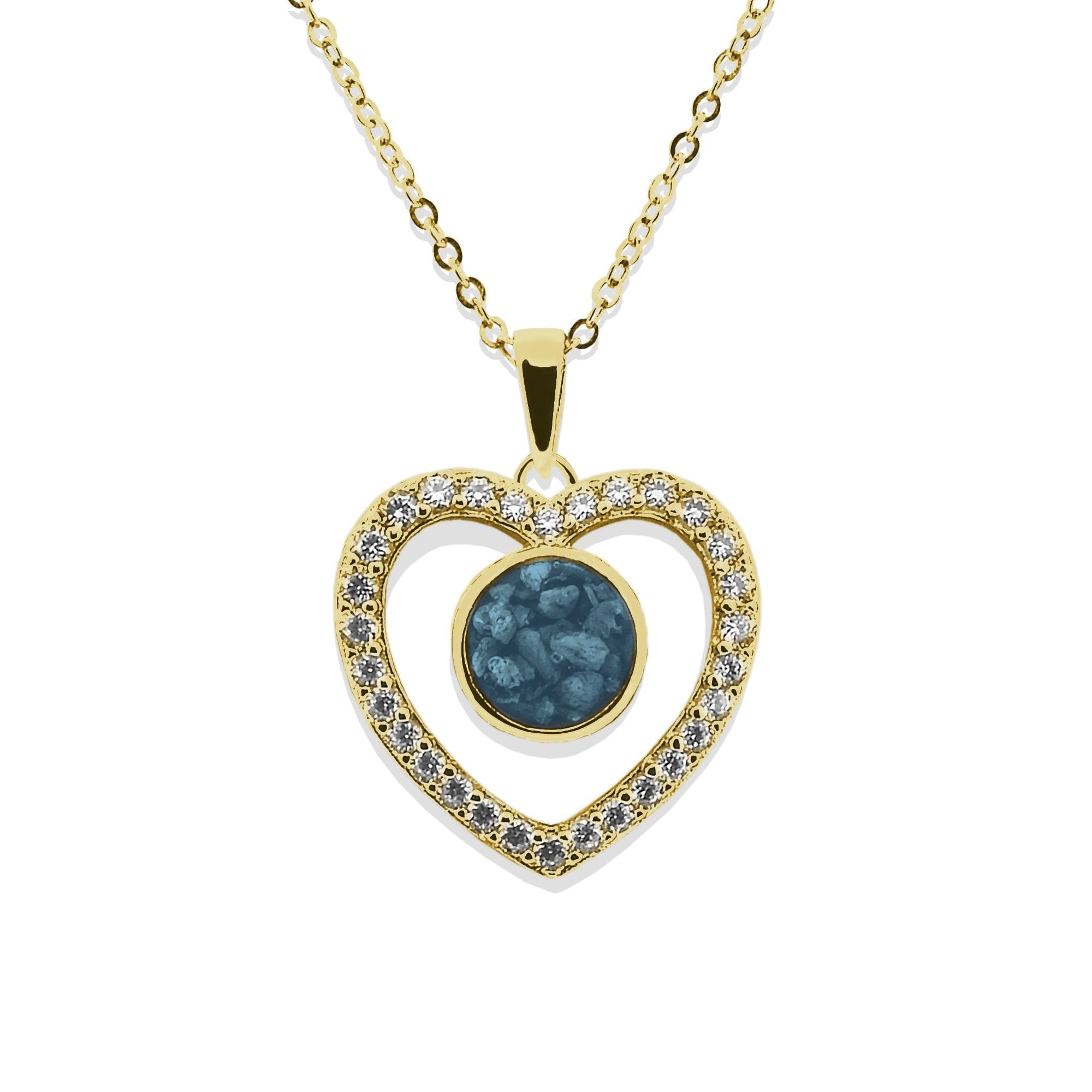 EverWith Ladies Forever Memorial Ashes Pendant with Fine Crystals 9k Yellow Gold Blue