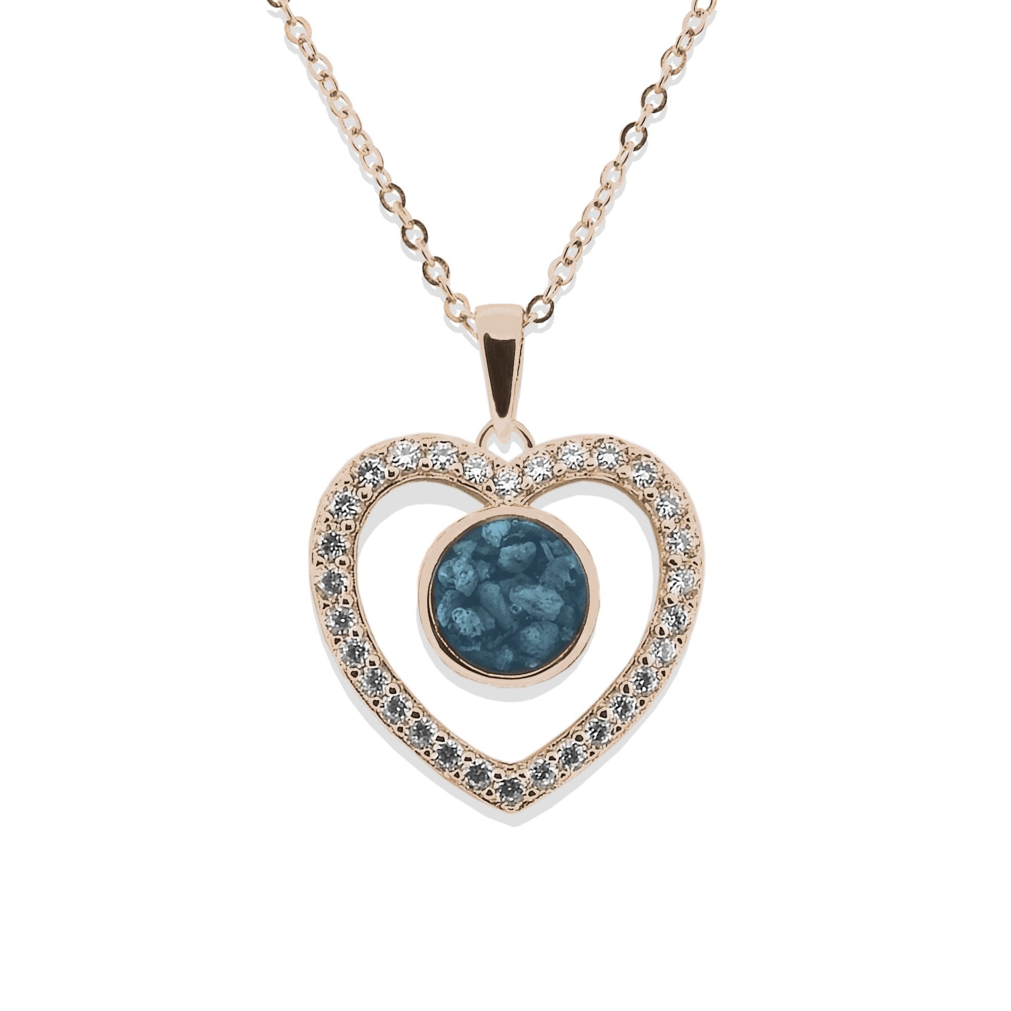 EverWith Ladies Forever Memorial Ashes Pendant with Fine Crystals 9k Rose Gold Blue